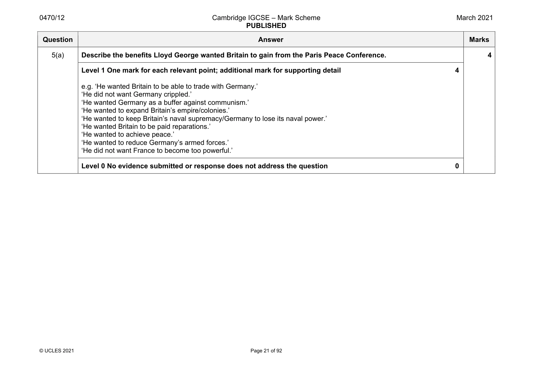 Mark scheme, page 21 of 92