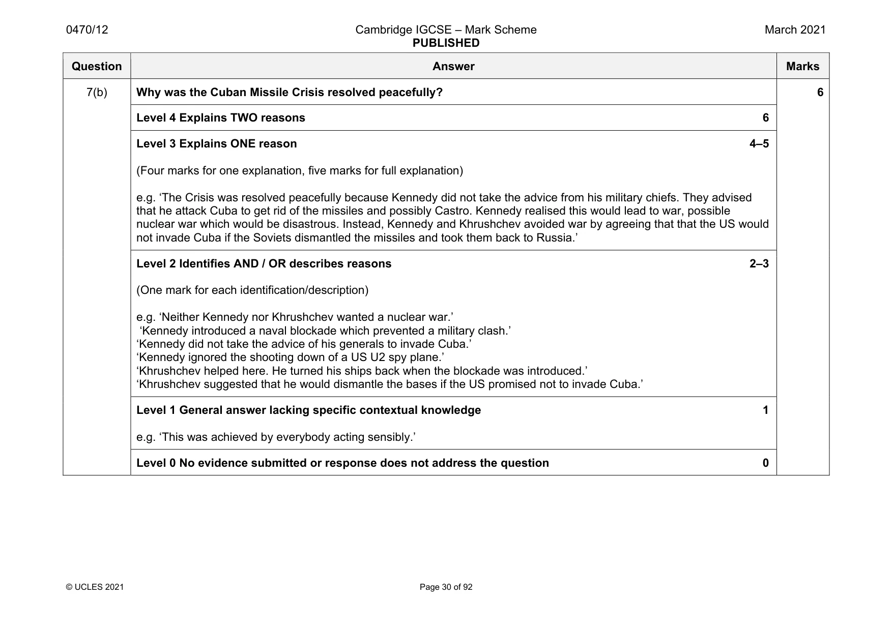 Mark scheme, page 30 of 92