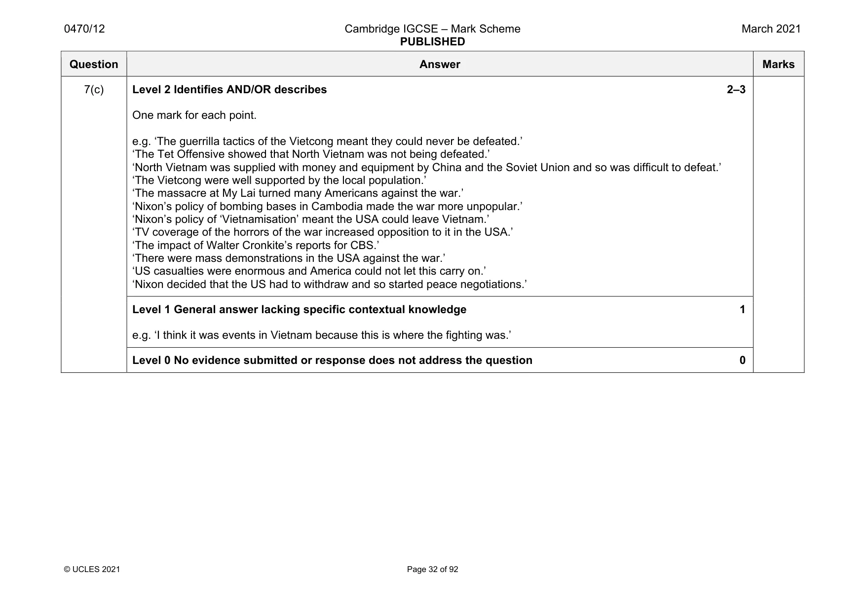Mark scheme, page 32 of 92