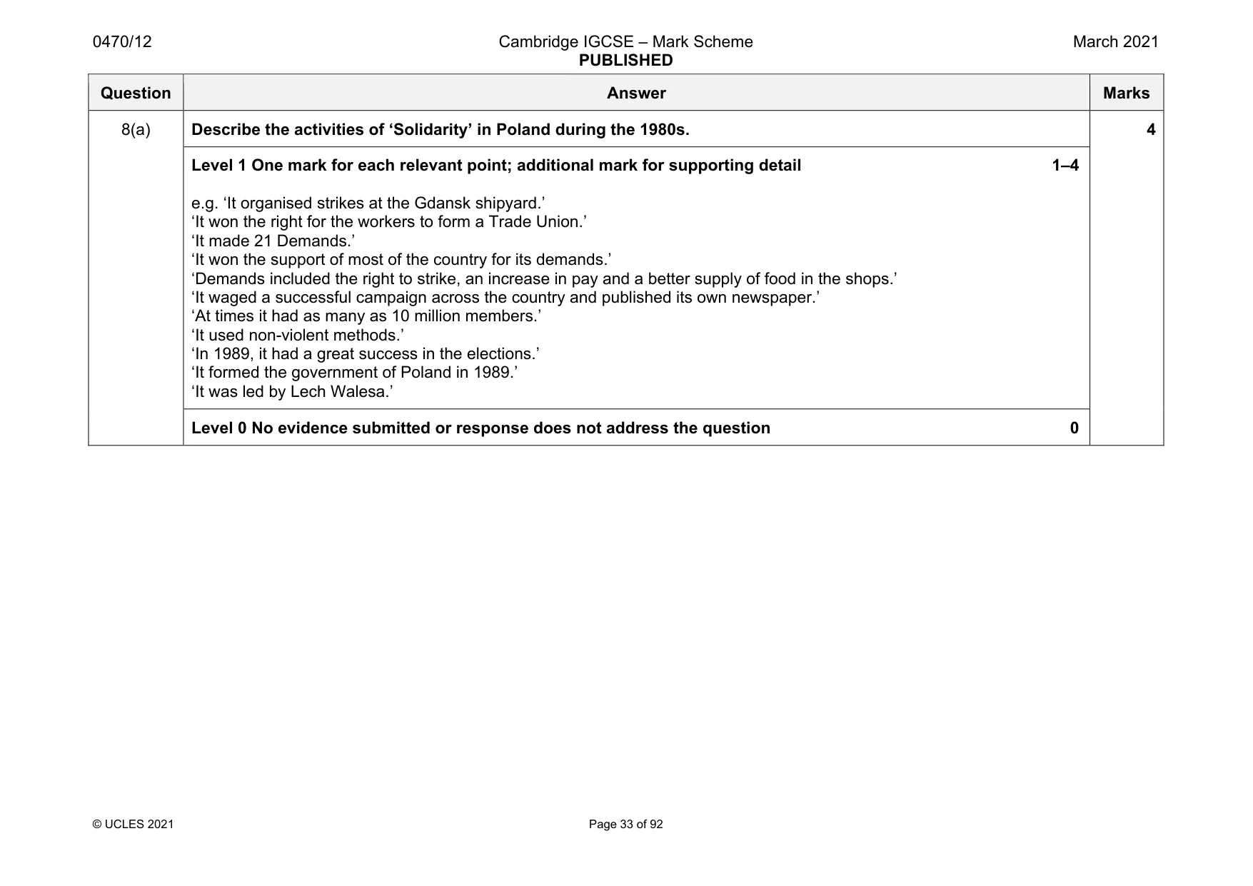 Mark scheme, page 33 of 92