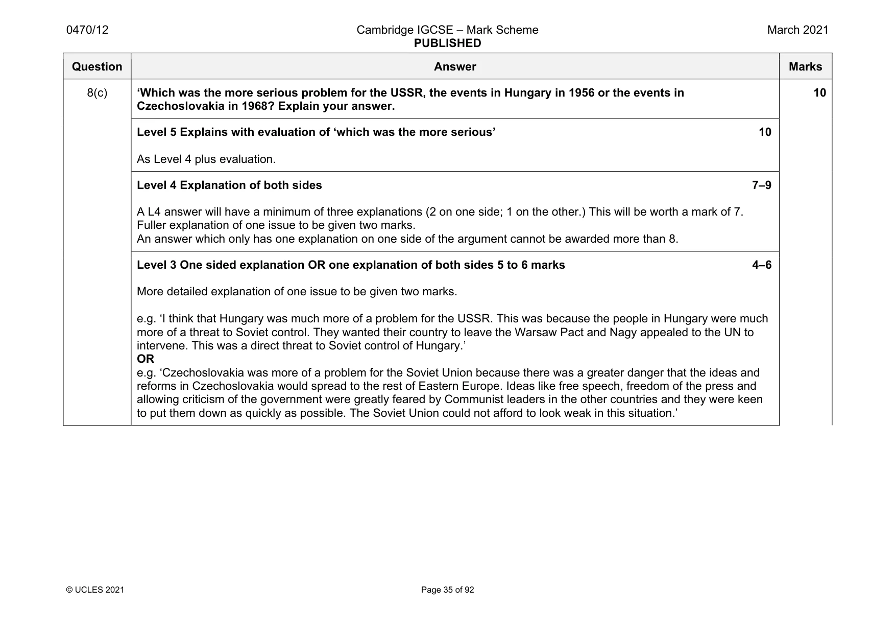 Mark scheme, page 35 of 92