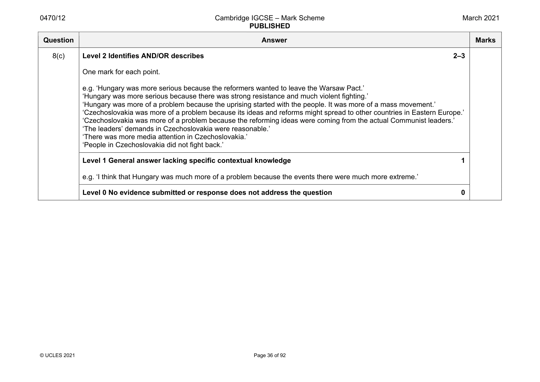 Mark scheme, page 36 of 92