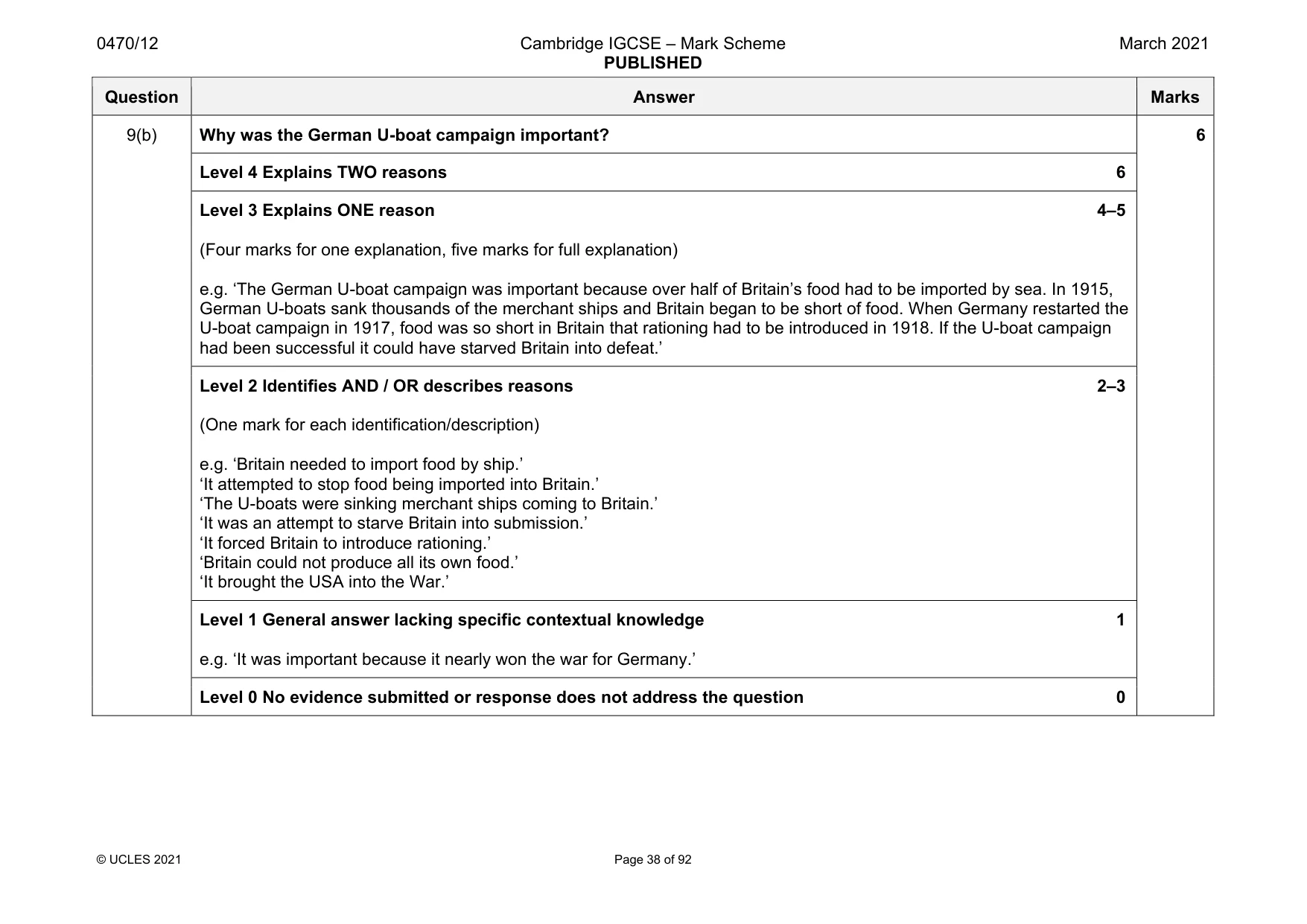 Mark scheme, page 38 of 92