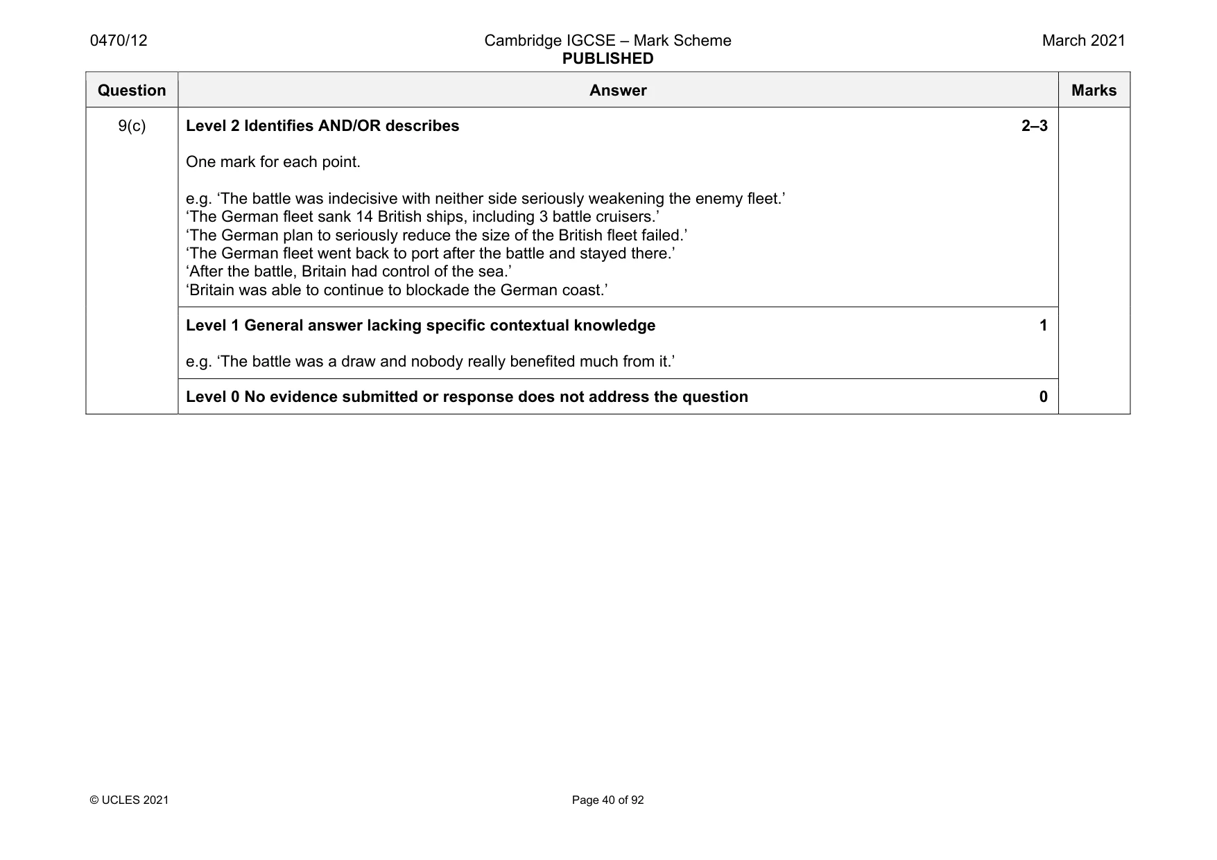 Mark scheme, page 40 of 92