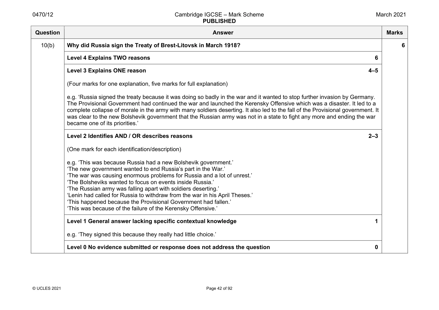 Mark scheme, page 42 of 92