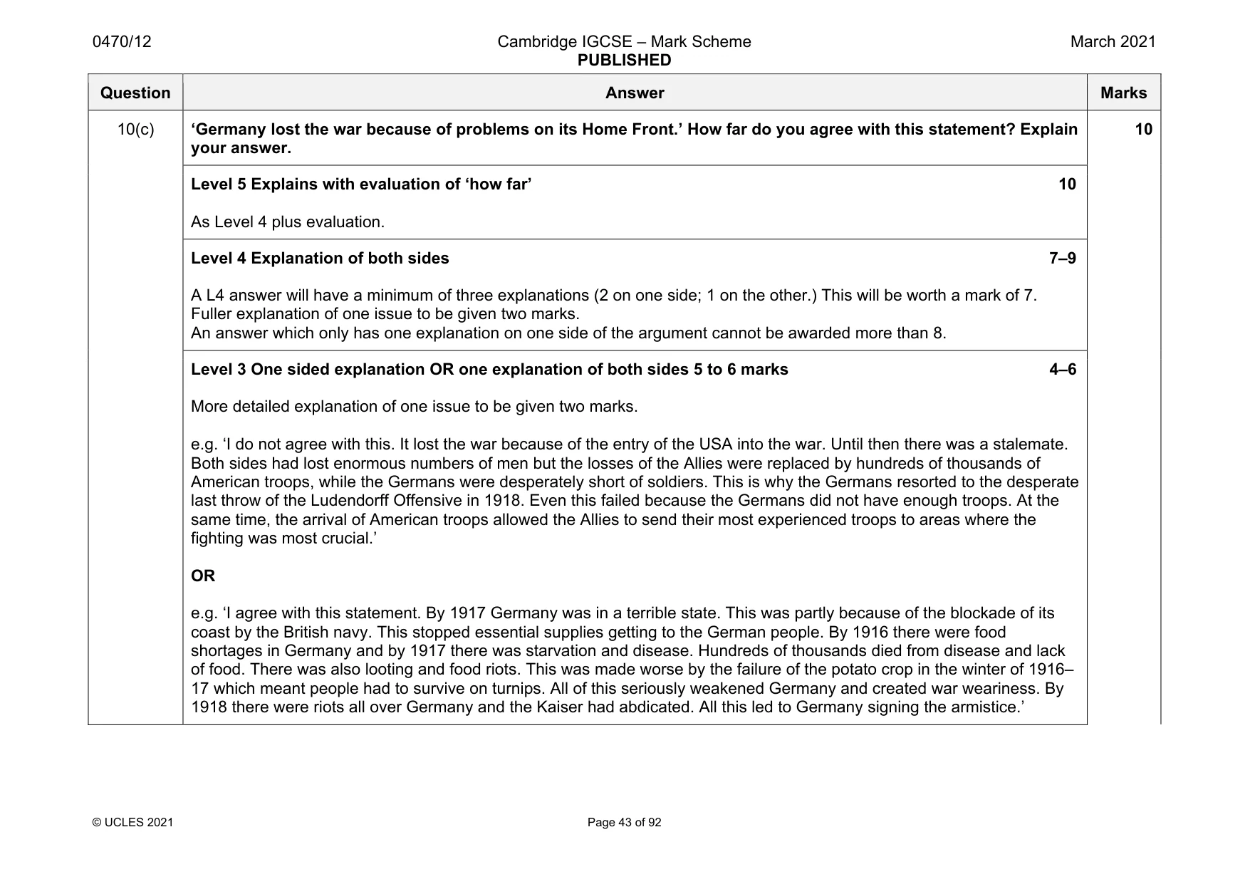 Mark scheme, page 43 of 92