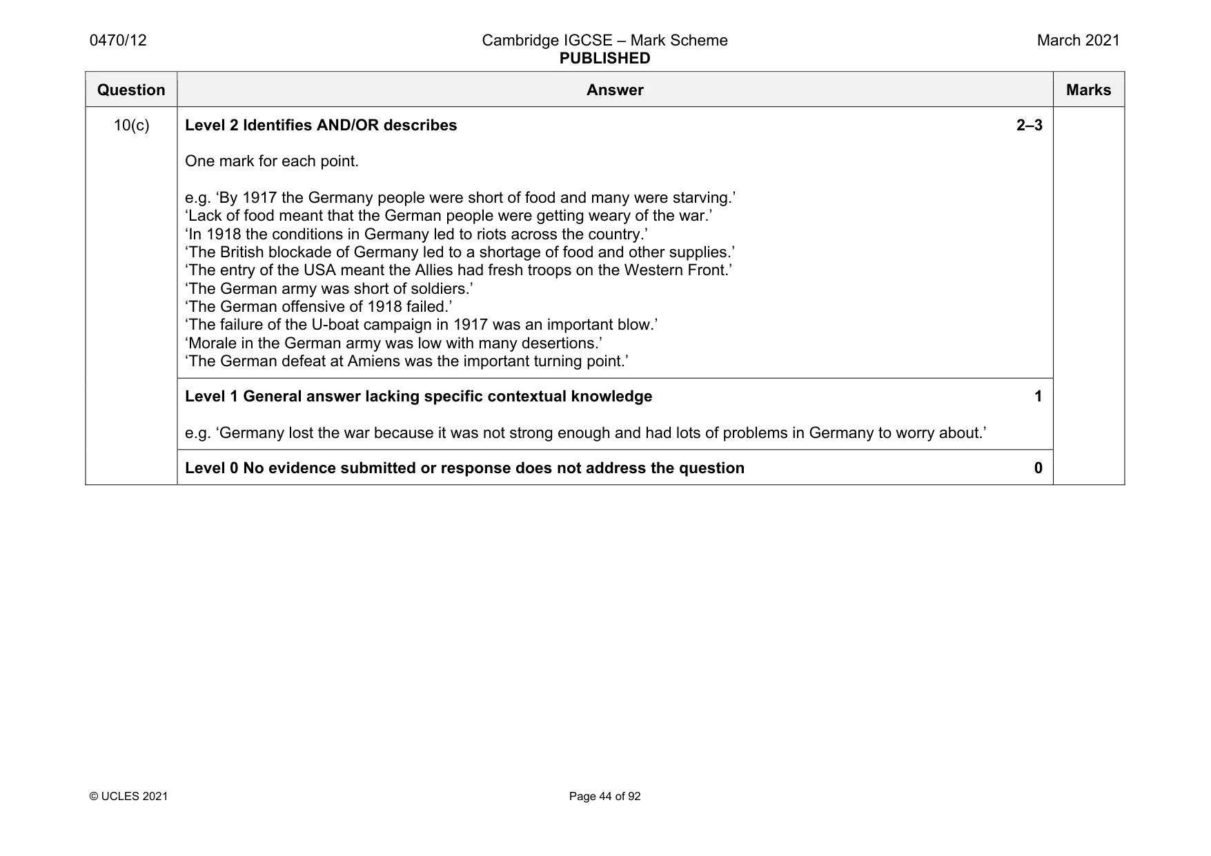 Mark scheme, page 44 of 92