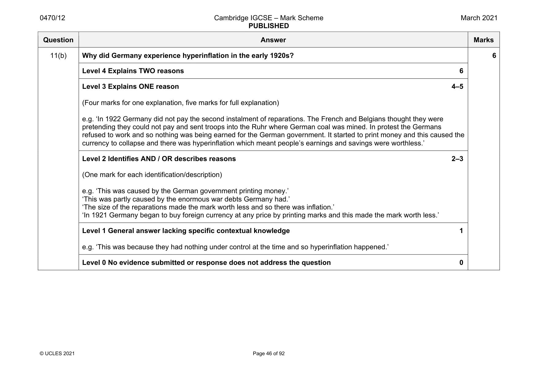 Mark scheme, page 46 of 92
