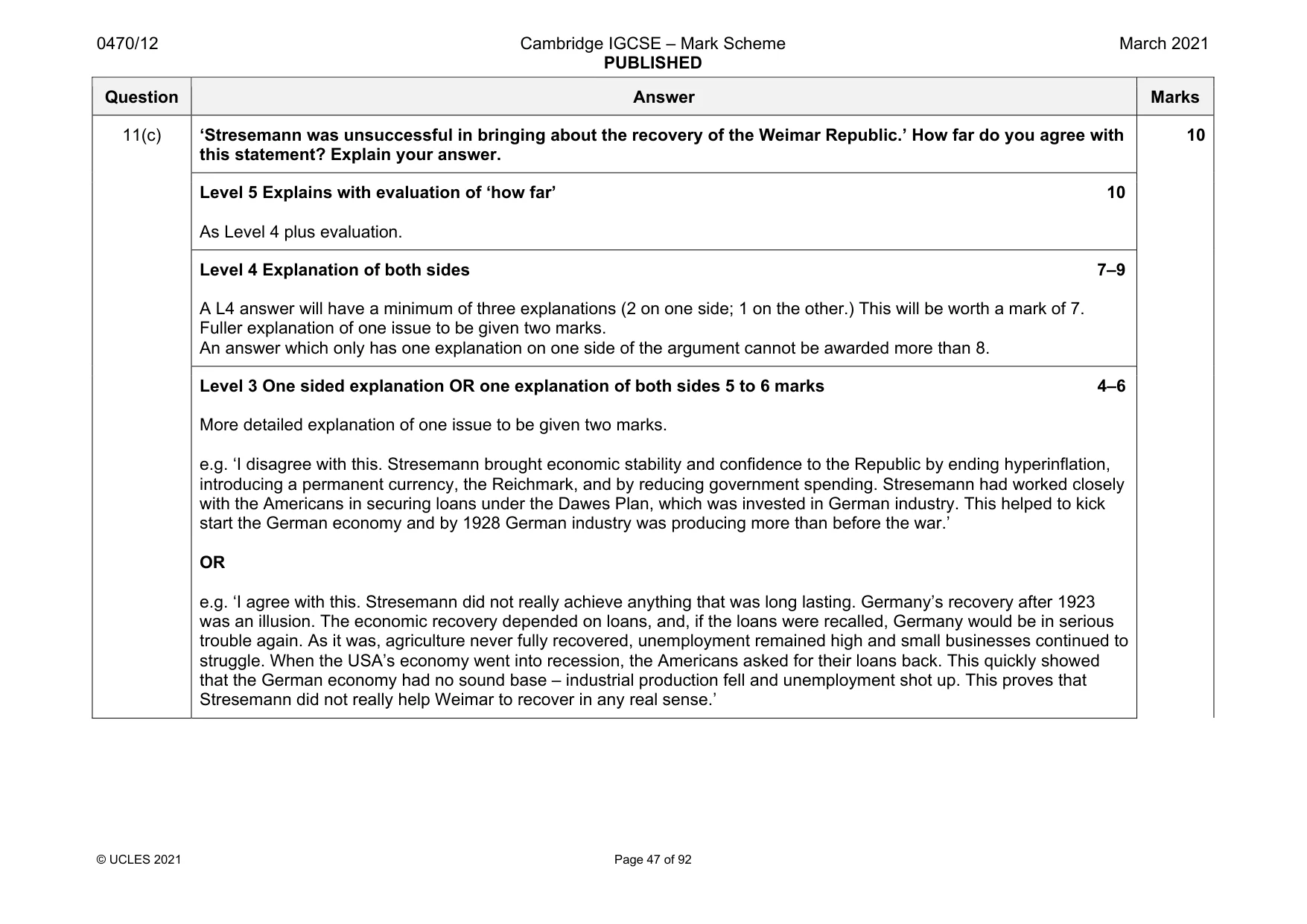 Mark scheme, page 47 of 92