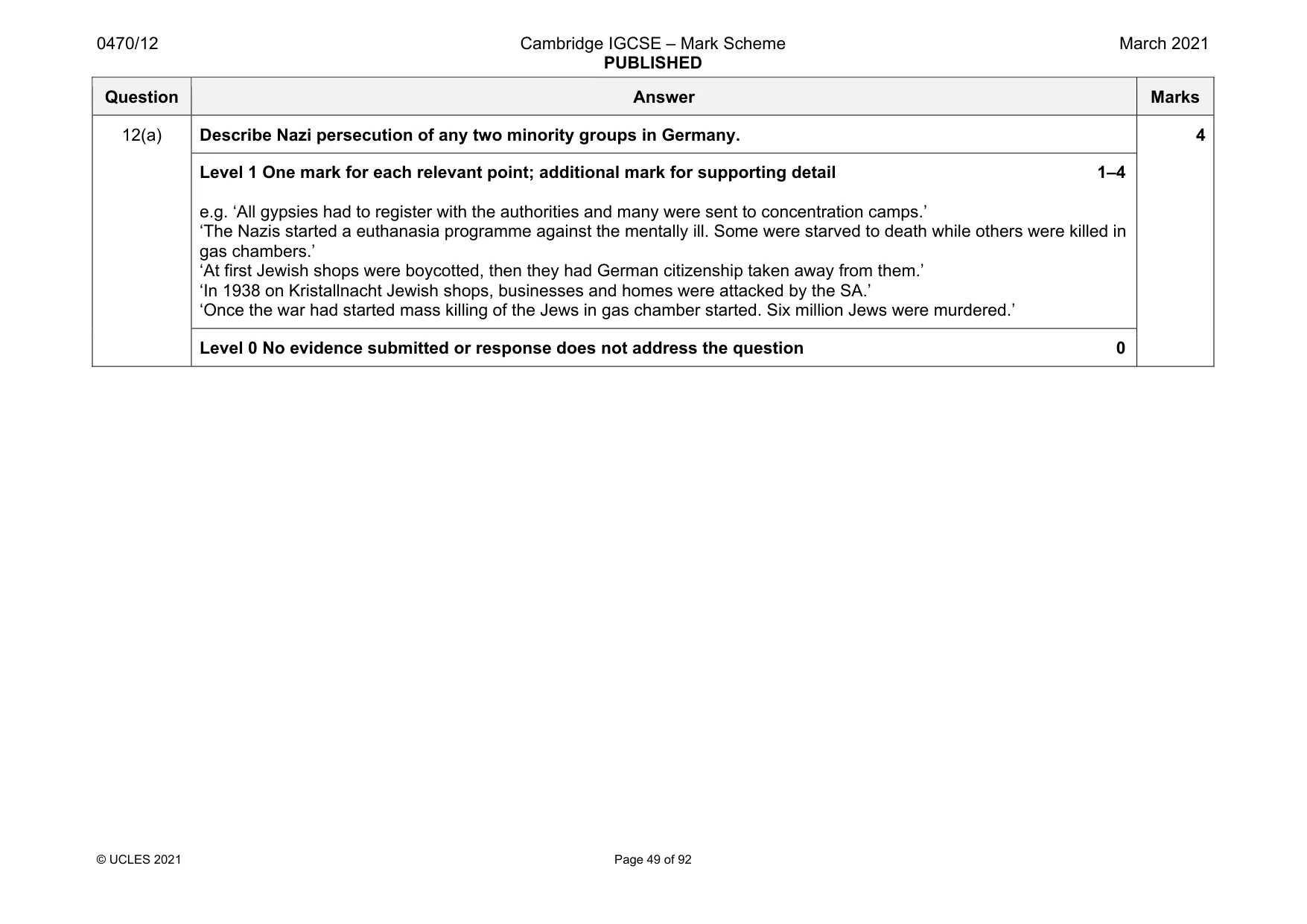 Mark scheme, page 49 of 92
