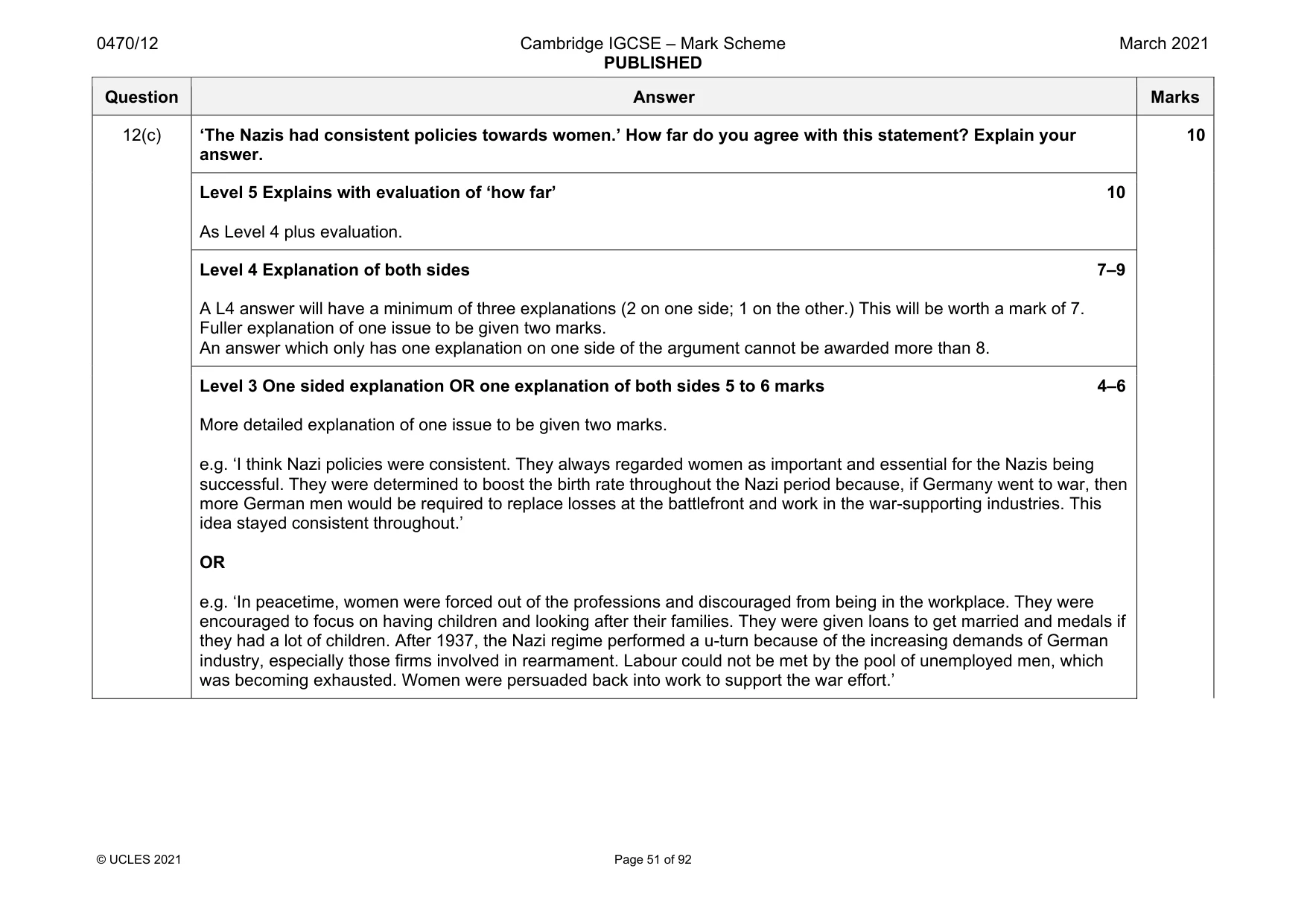 Mark scheme, page 51 of 92