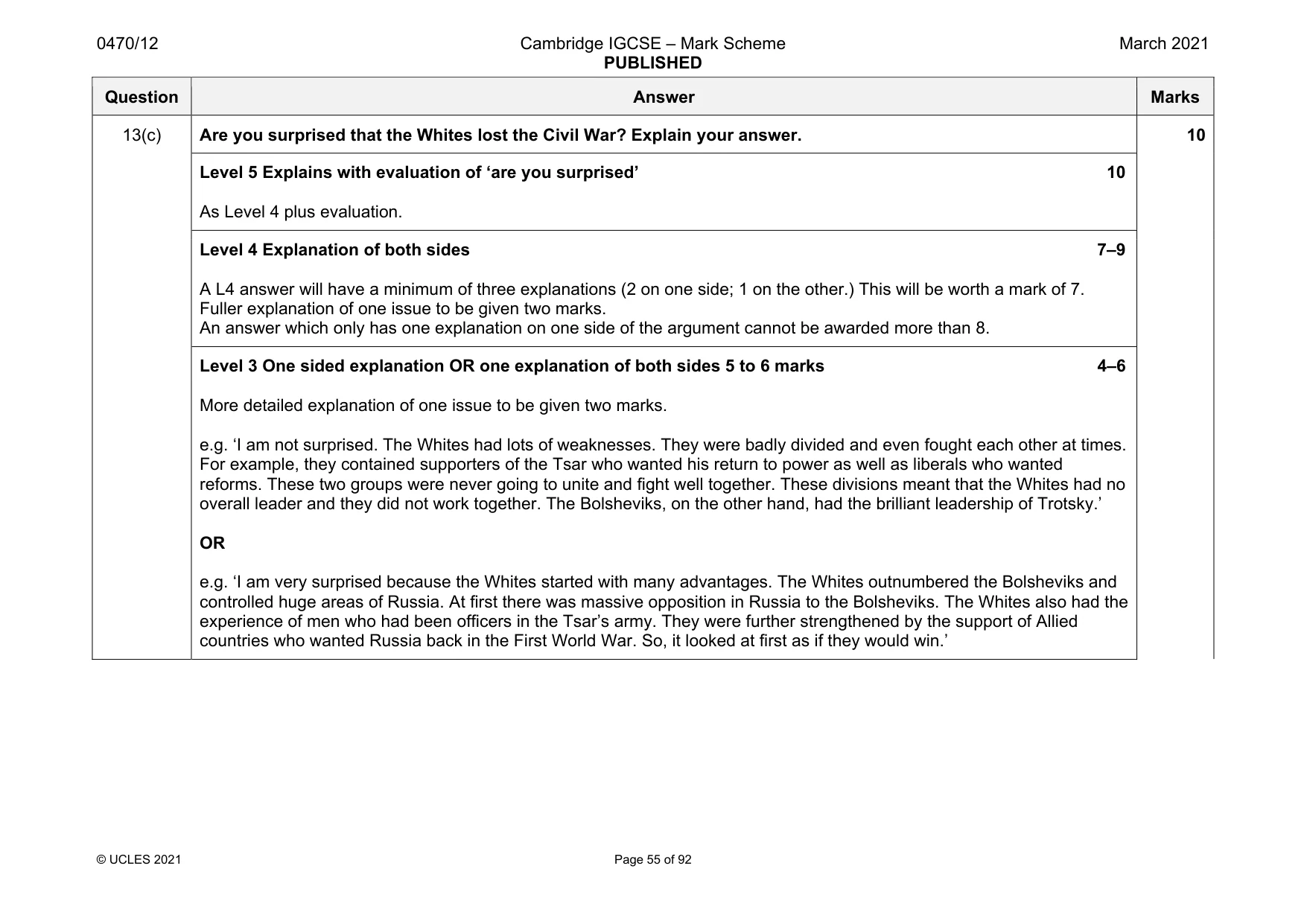 Mark scheme, page 55 of 92