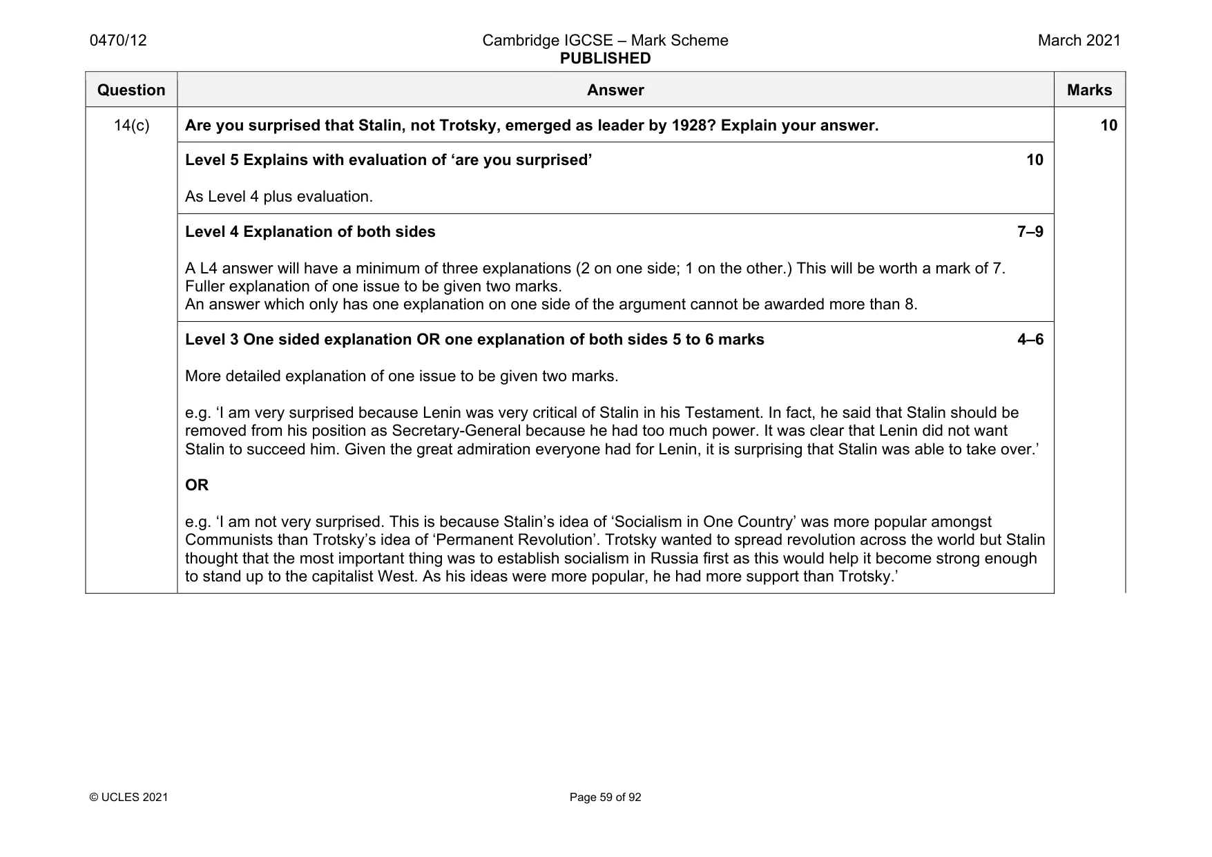 Mark scheme, page 59 of 92