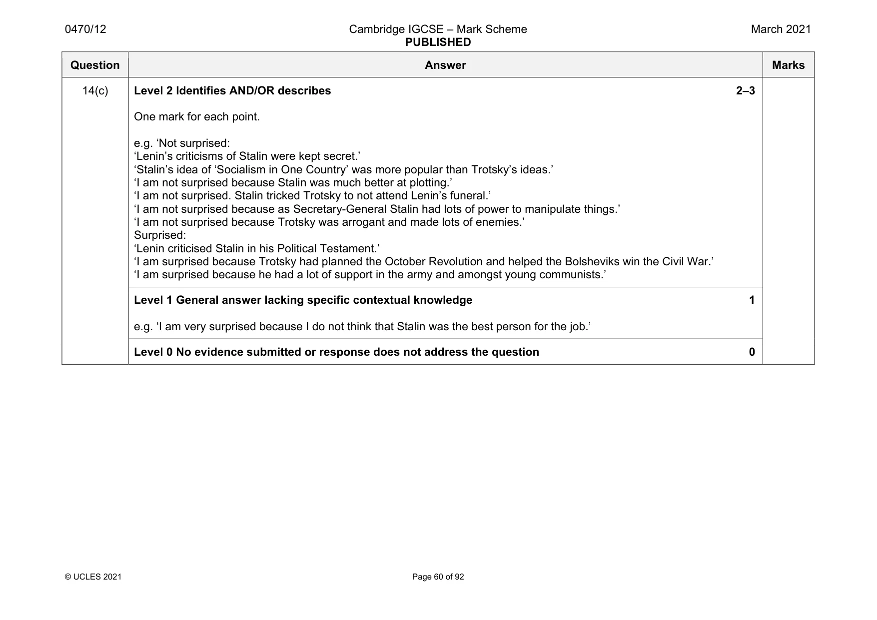 Mark scheme, page 60 of 92
