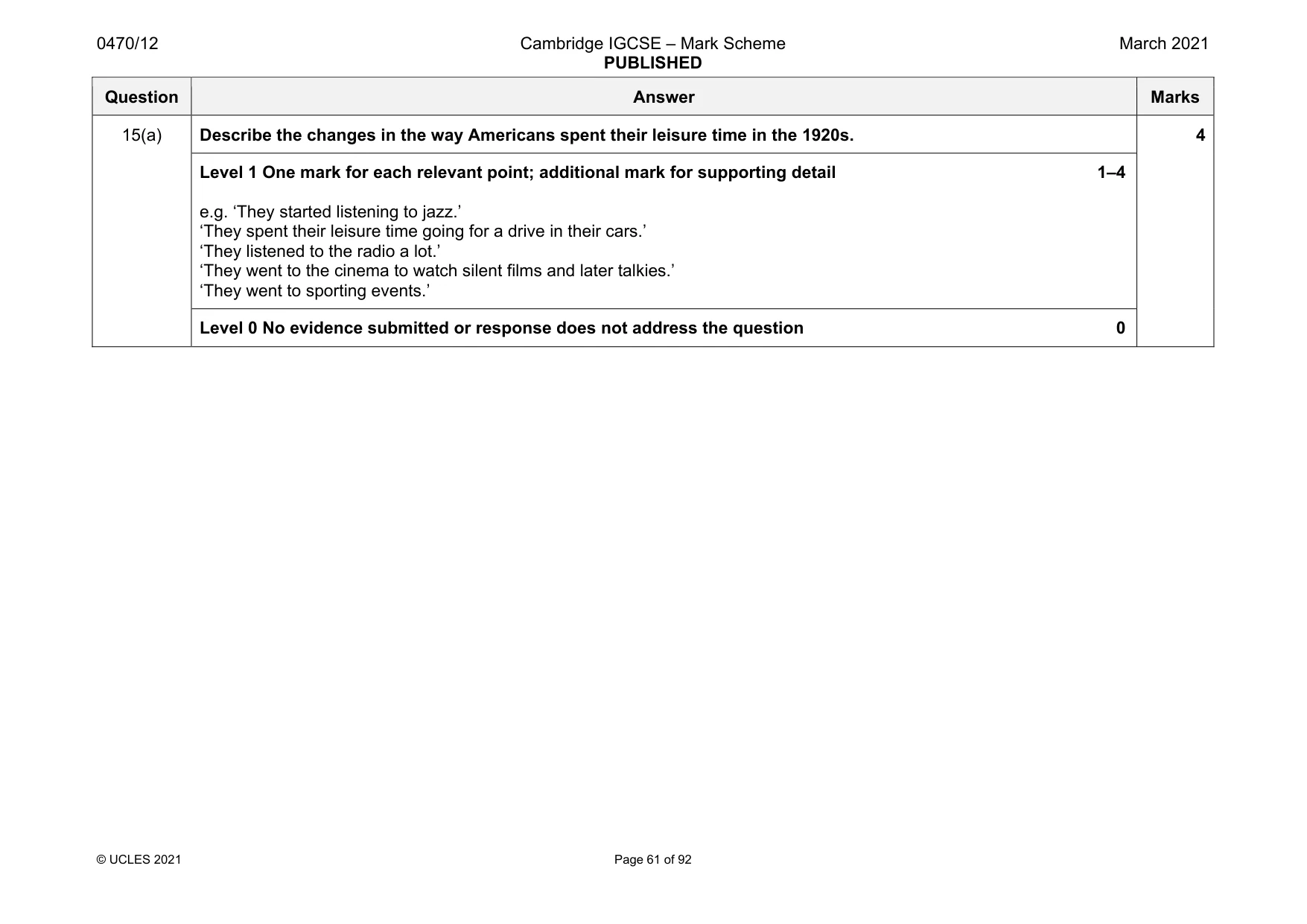 Mark scheme, page 61 of 92