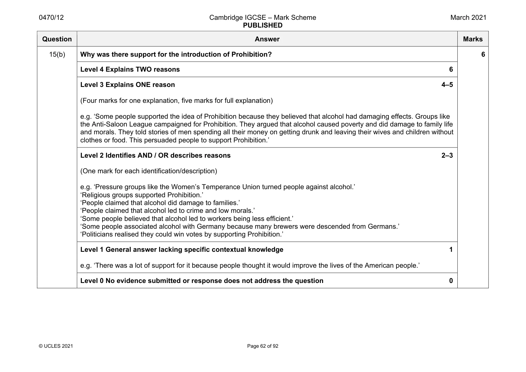 Mark scheme, page 62 of 92