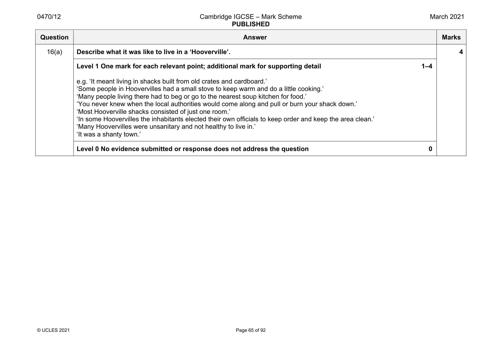 Mark scheme, page 65 of 92