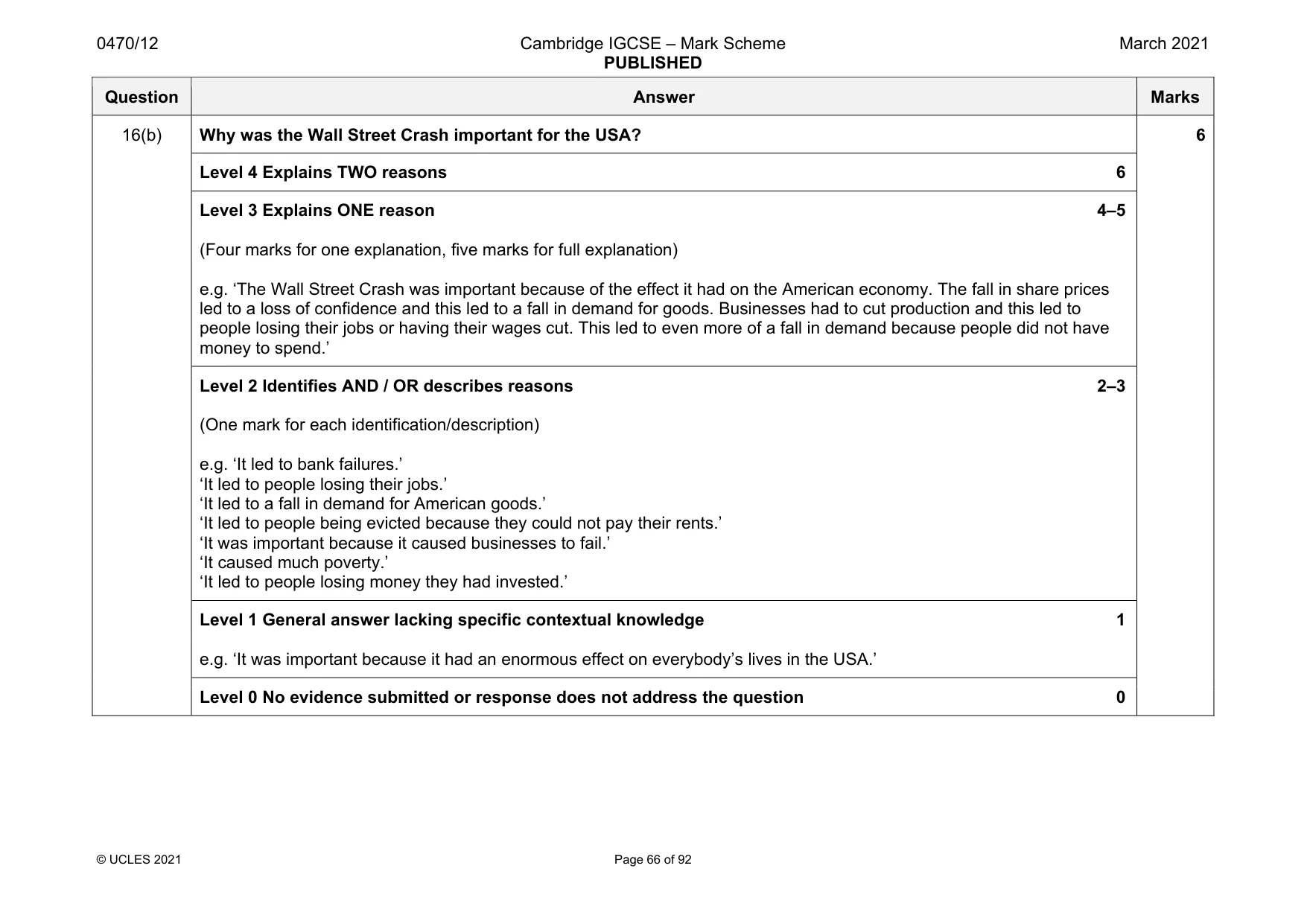 Mark scheme, page 66 of 92