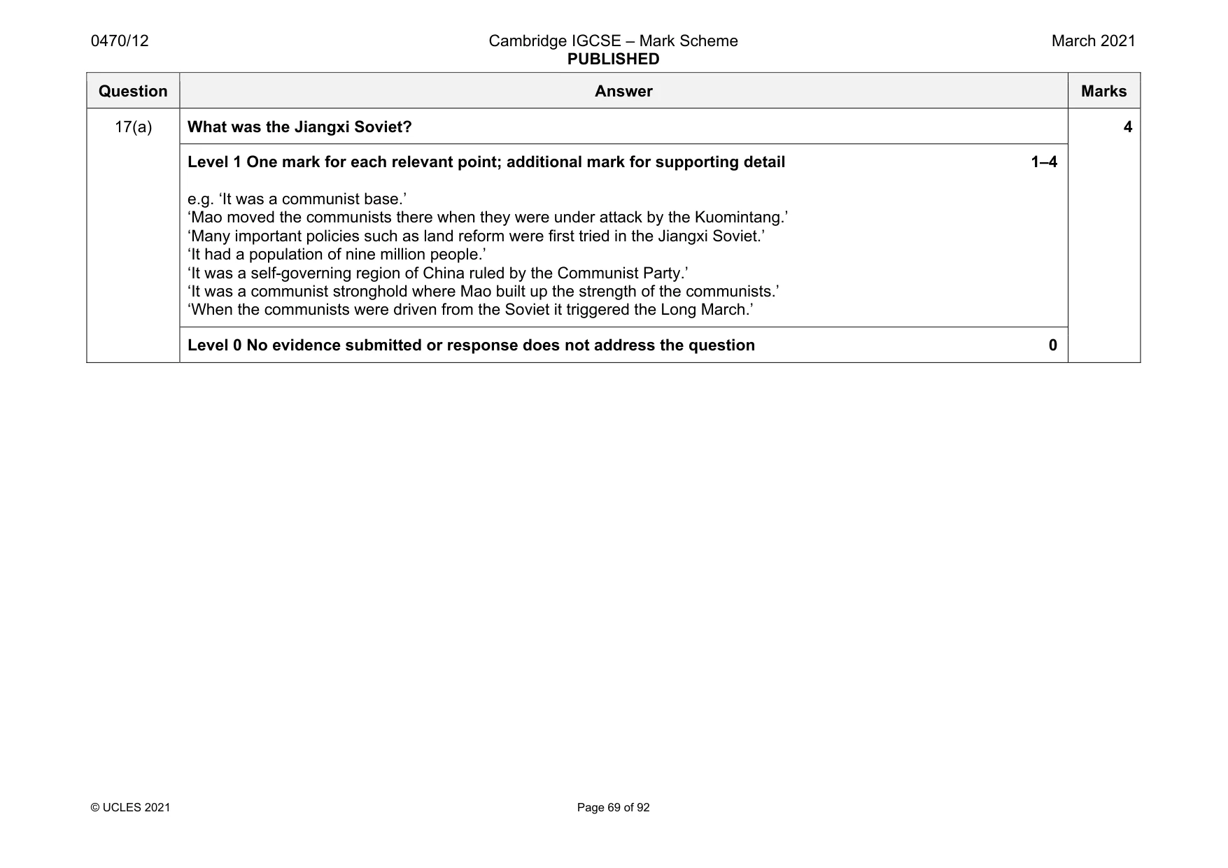 Mark scheme, page 69 of 92