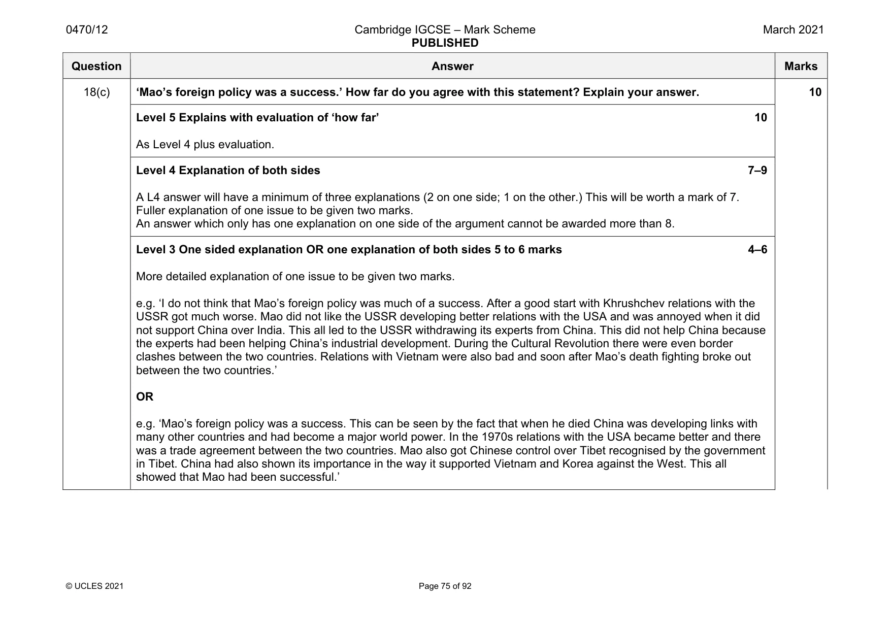 Mark scheme, page 75 of 92