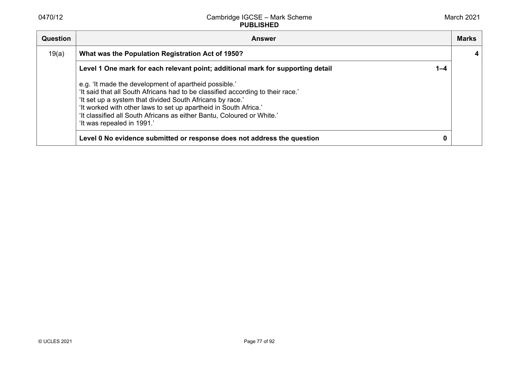 Mark scheme, page 77 of 92