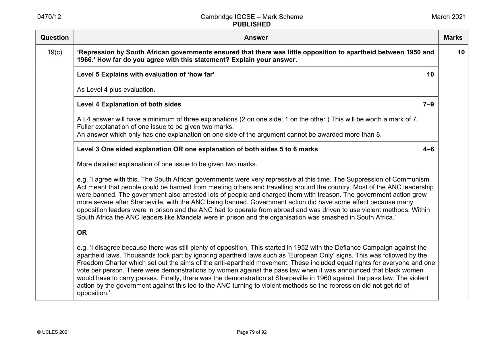 Mark scheme, page 79 of 92
