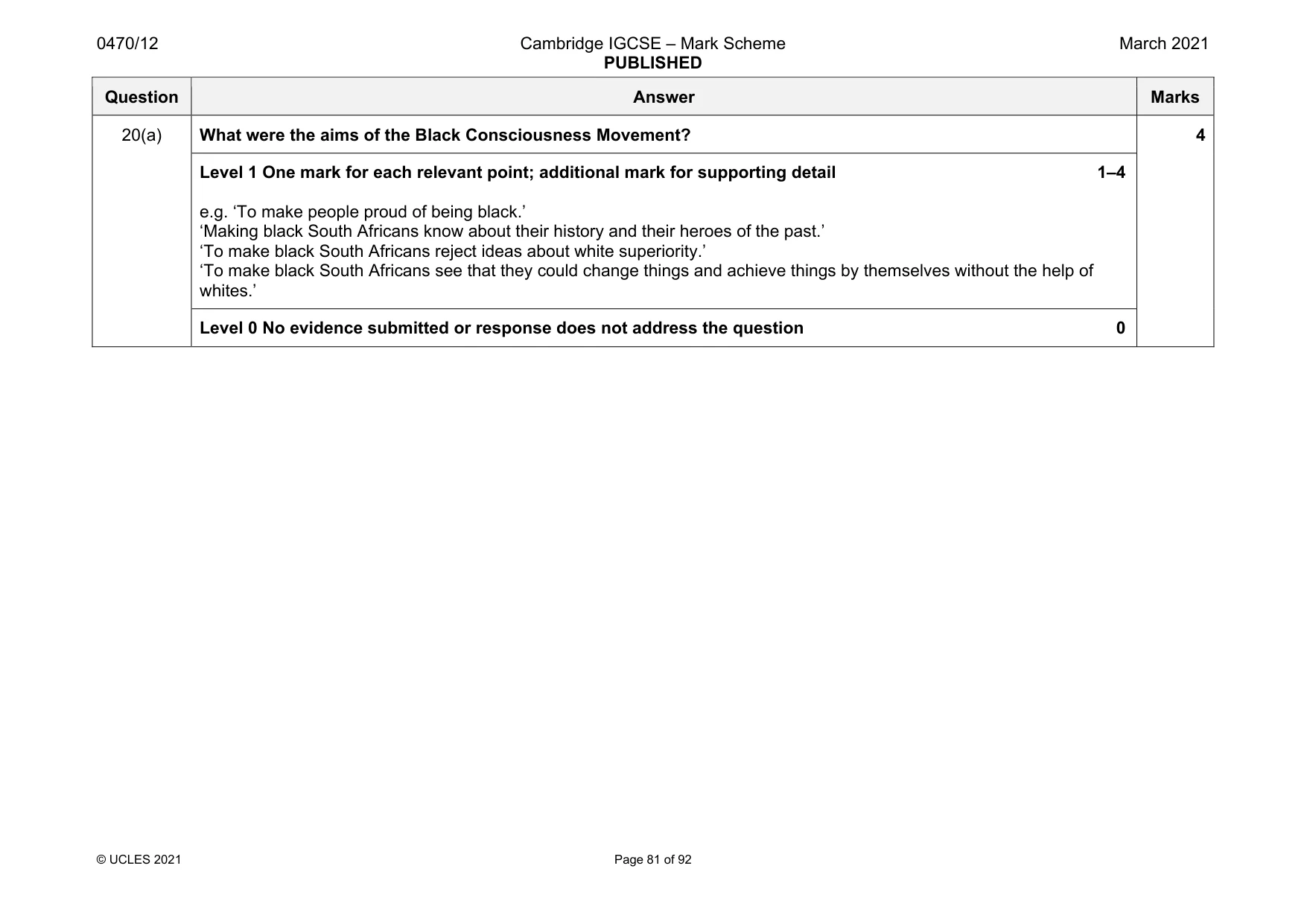 Mark scheme, page 81 of 92