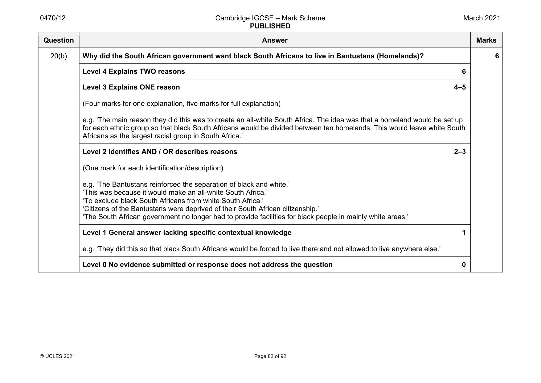 Mark scheme, page 82 of 92