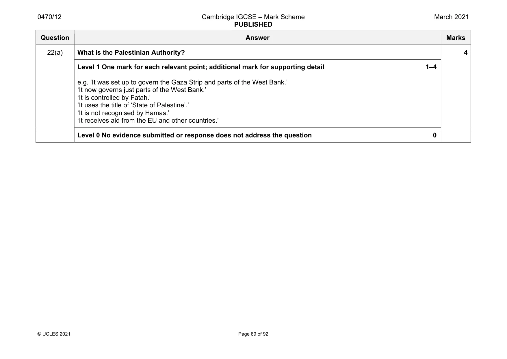 Mark scheme, page 89 of 92