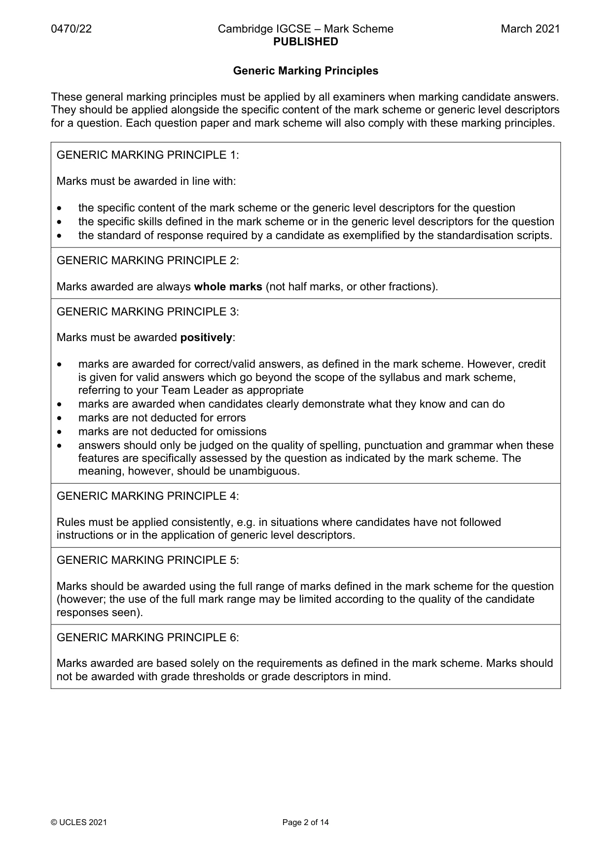 Mark scheme, page 2 of 14