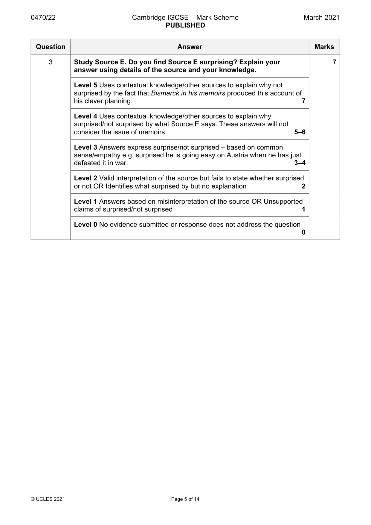 Mark scheme, page 5 of 14