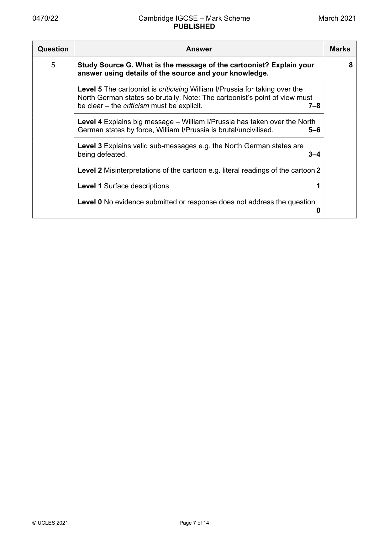 Mark scheme, page 7 of 14