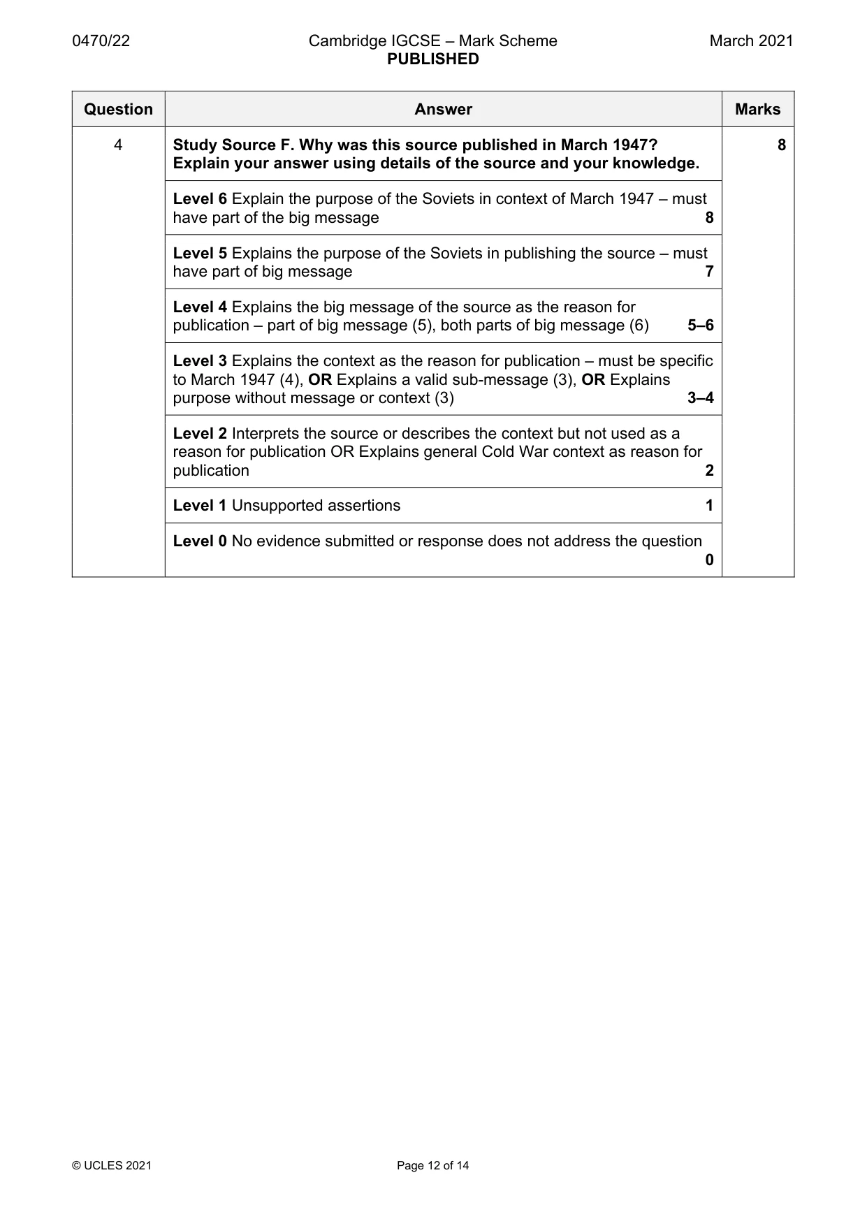 Mark scheme, page 12 of 14