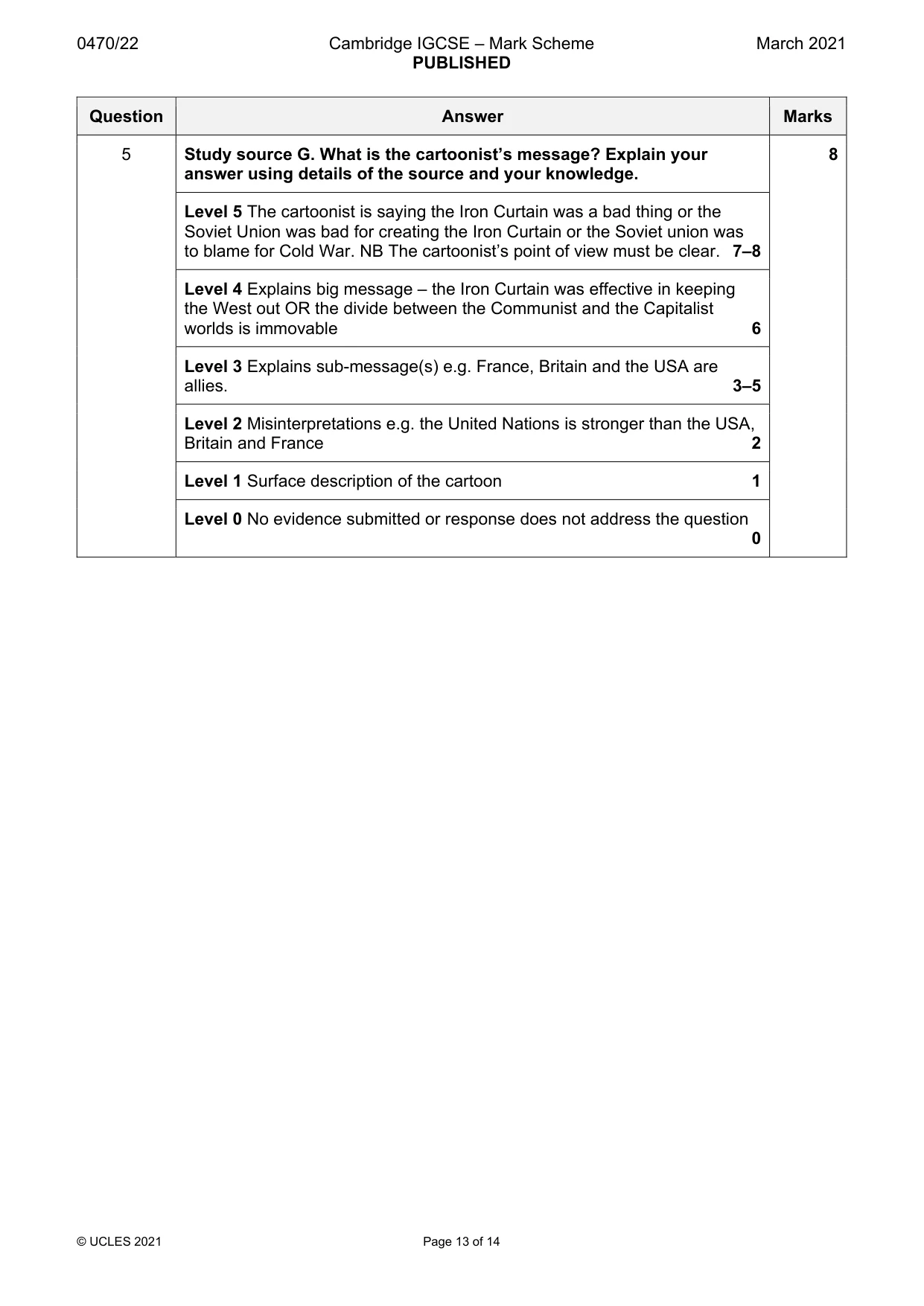 Mark scheme, page 13 of 14