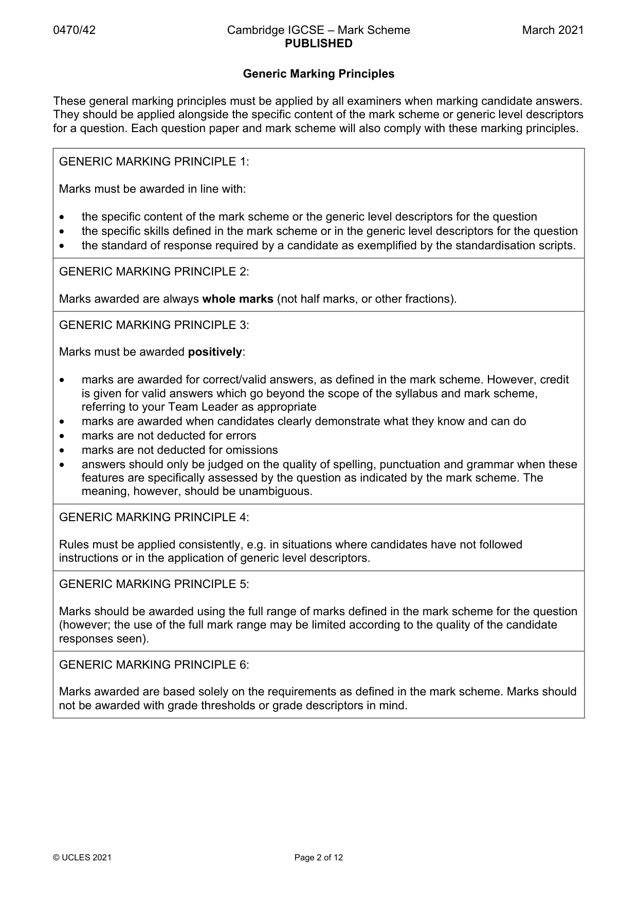 Mark scheme, page 2 of 12