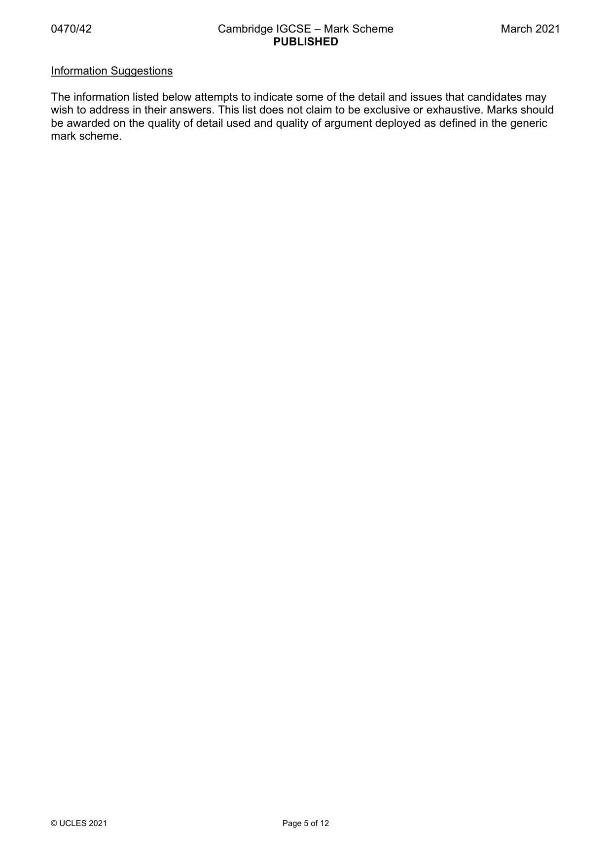 Mark scheme, page 5 of 12