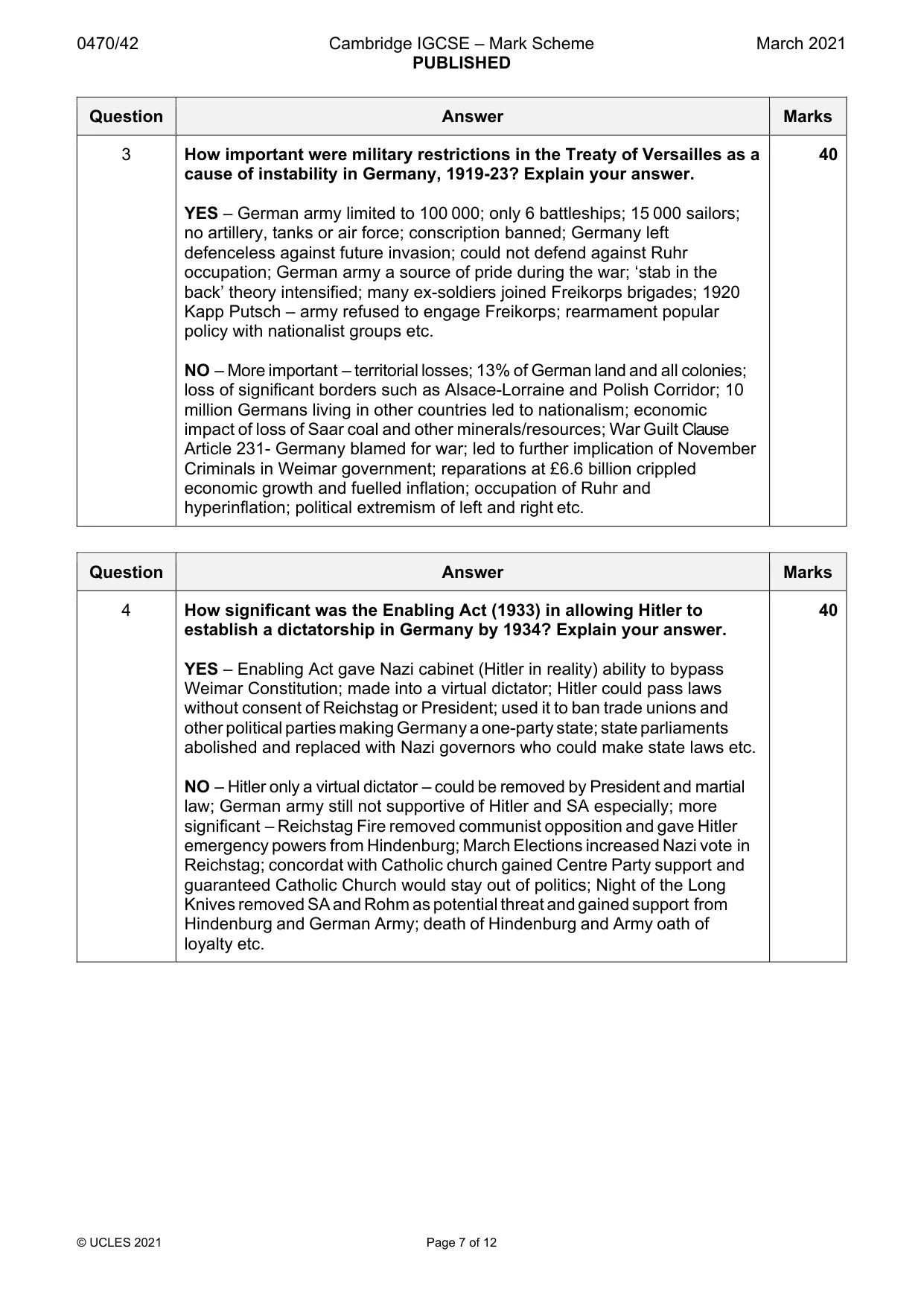 Mark scheme, page 7 of 12