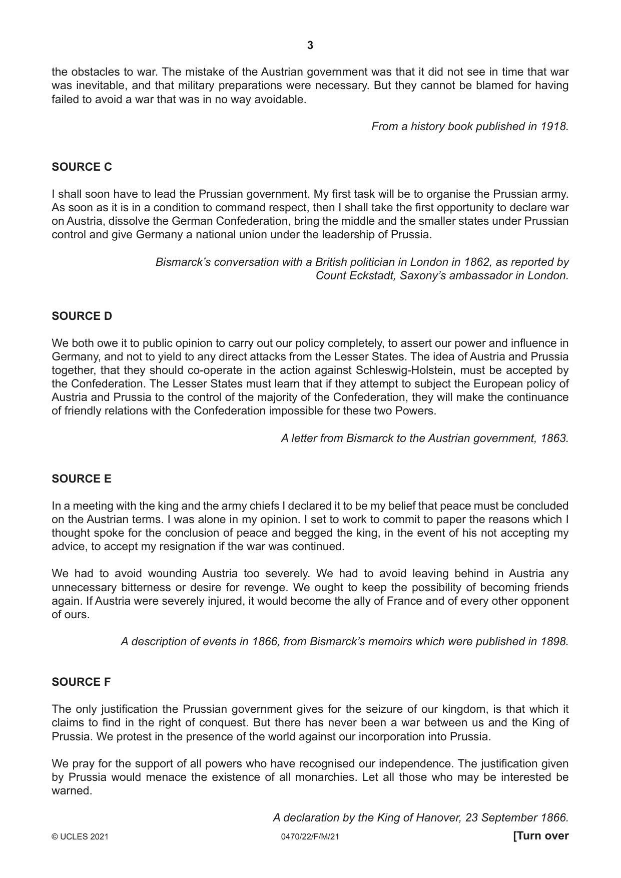 Cambridge IGCSE History 0470 2021 Feb/March Paper 2 · Variant 2 question paper, page 3 of 12