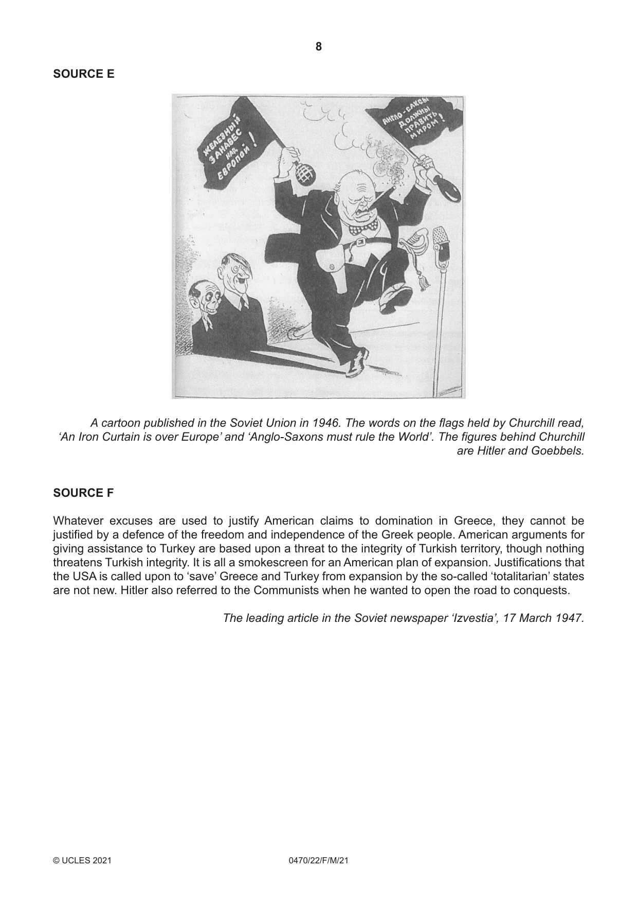 Cambridge IGCSE History 0470 2021 Feb/March Paper 2 · Variant 2 question paper, page 8 of 12