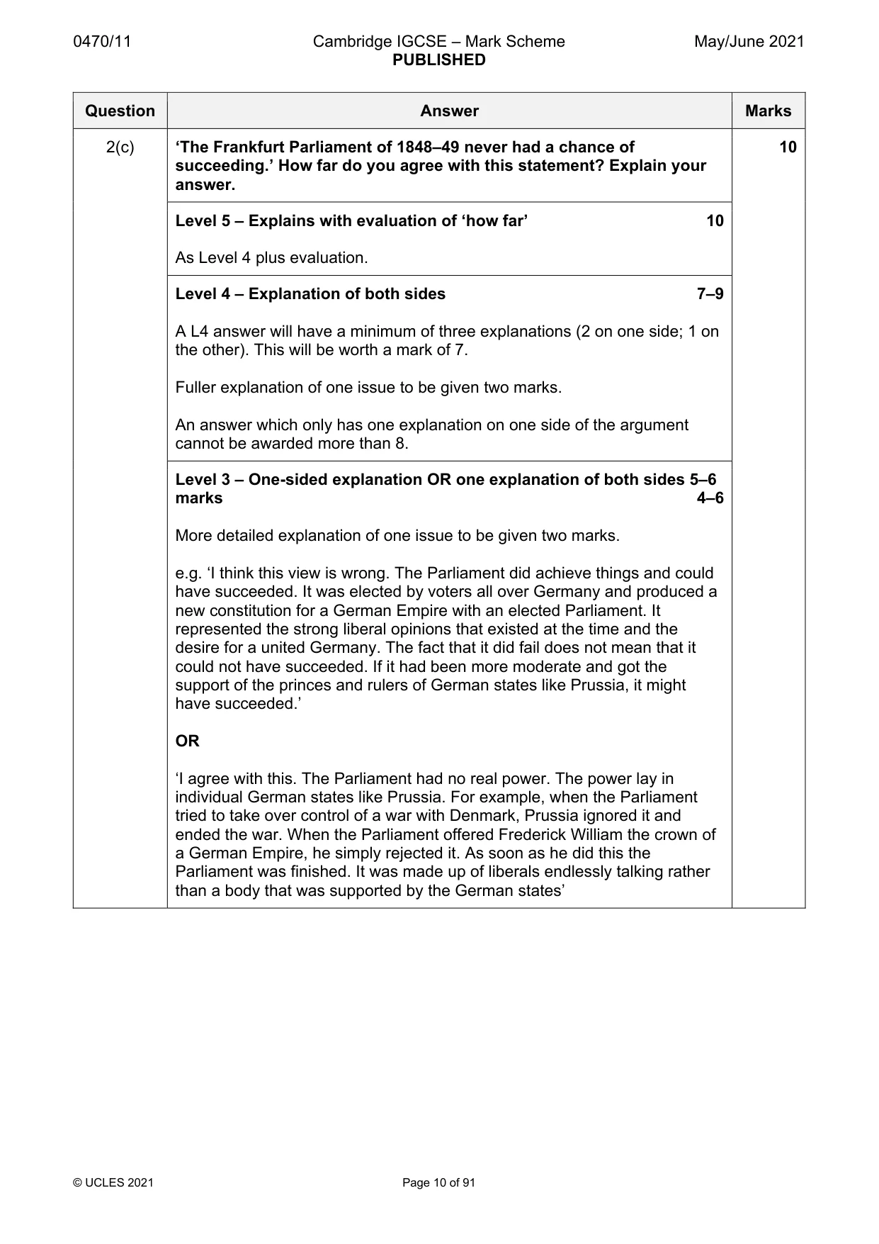 Mark scheme, page 10 of 91