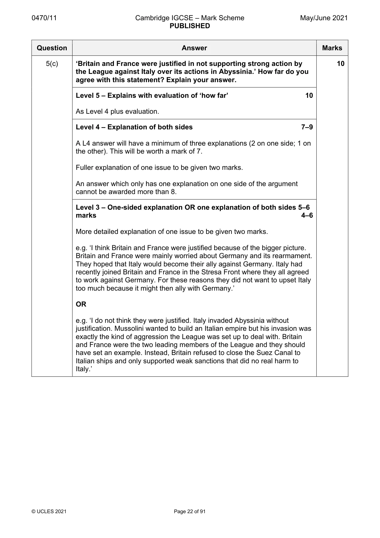 Mark scheme, page 22 of 91