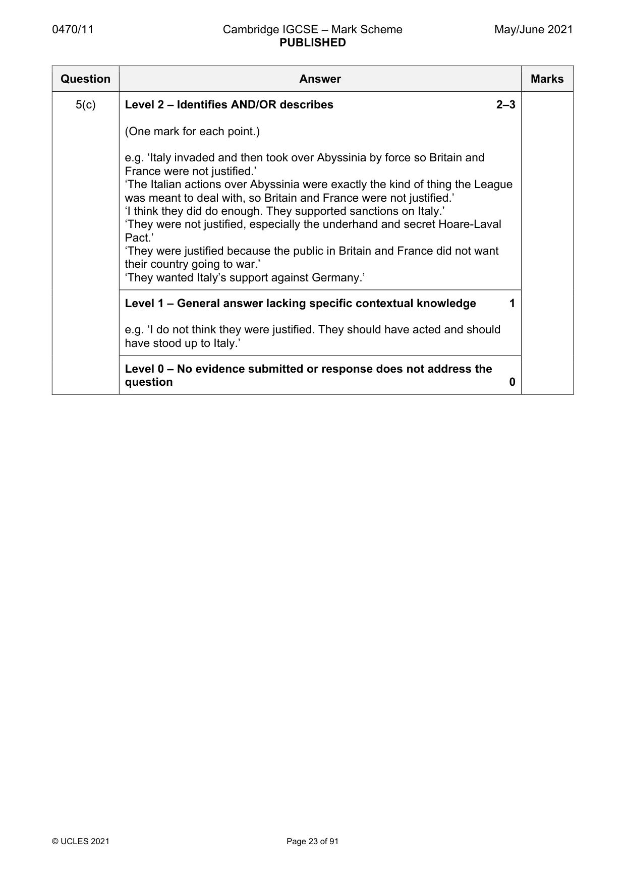 Mark scheme, page 23 of 91