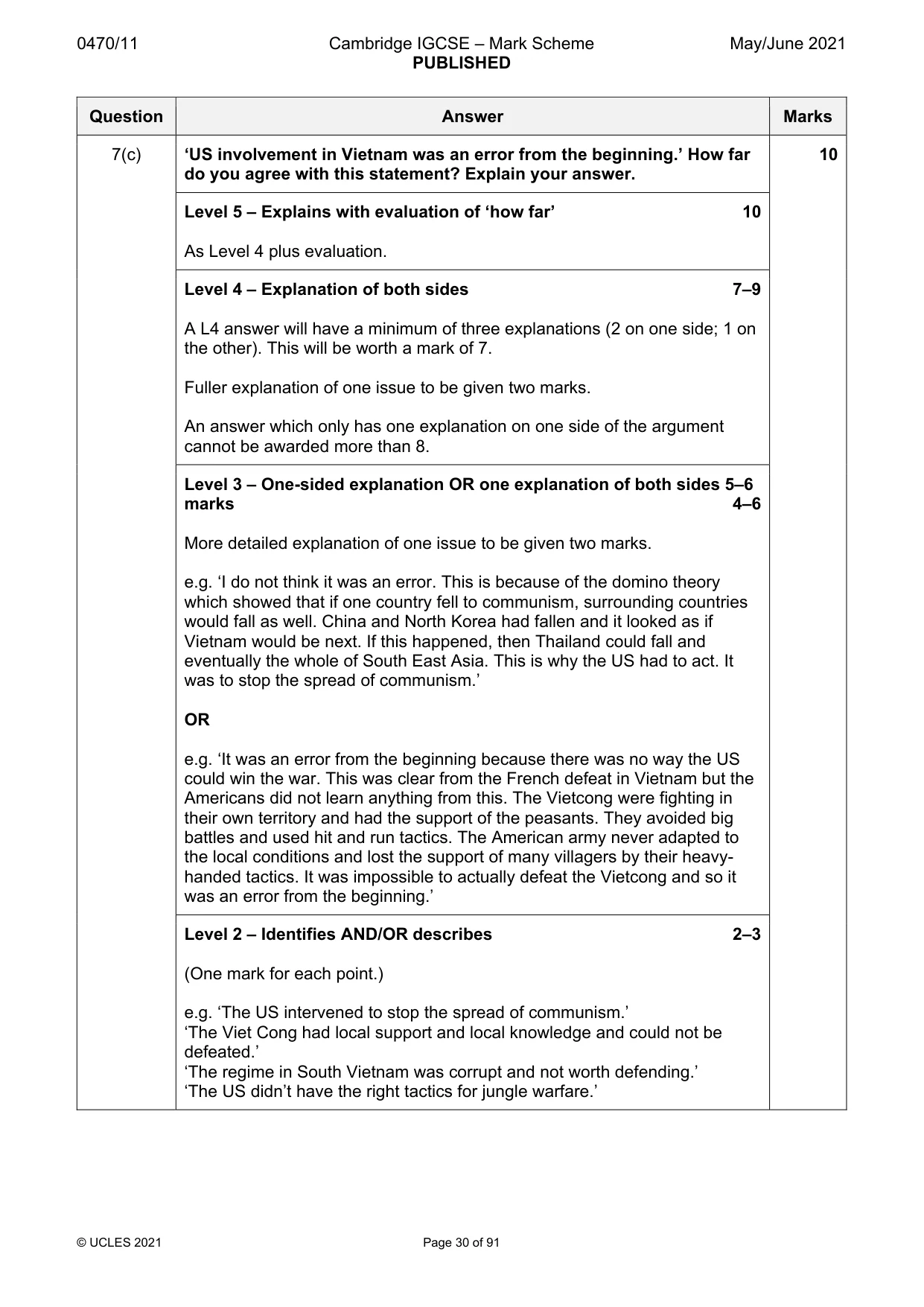 Mark scheme, page 30 of 91