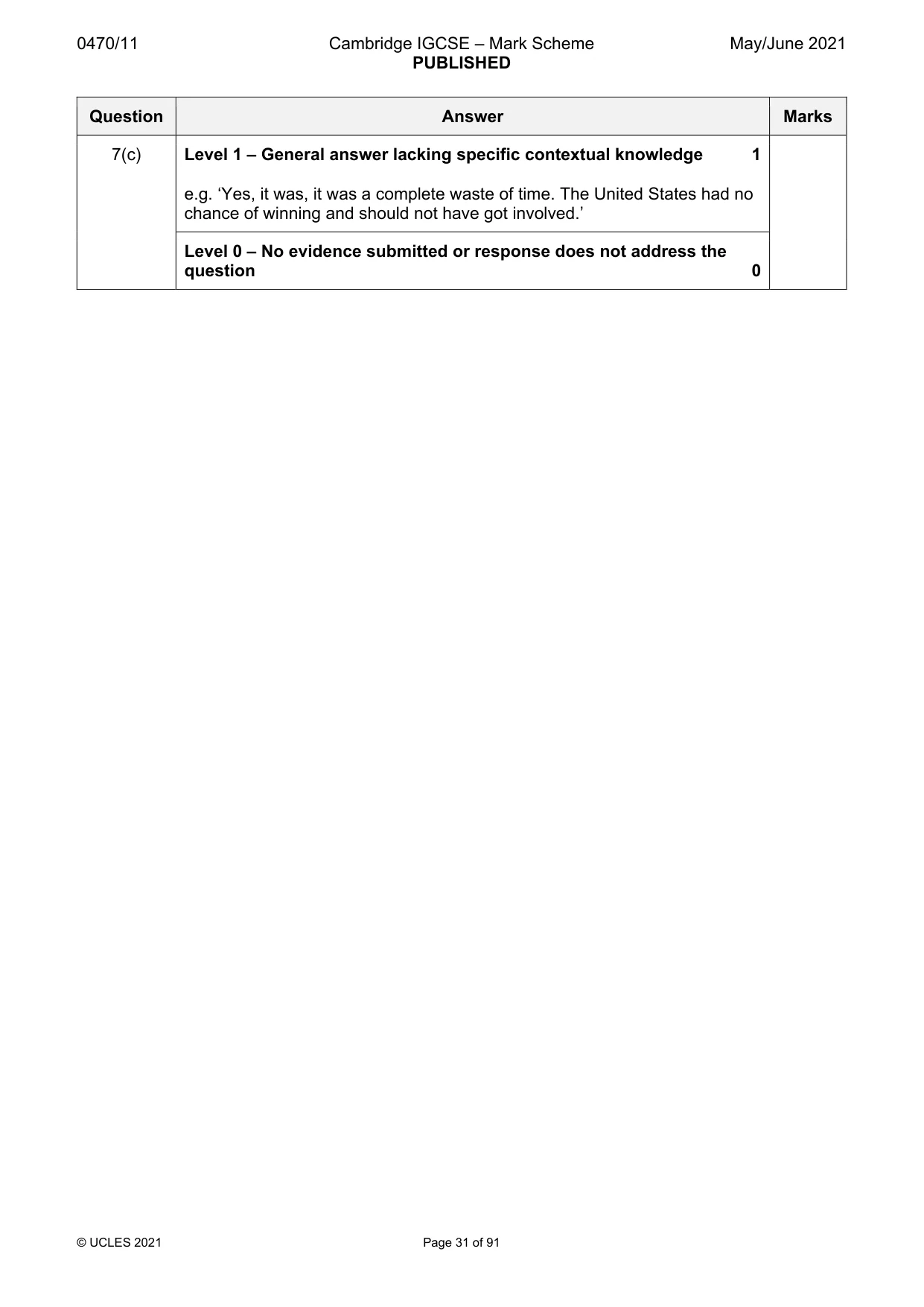 Mark scheme, page 31 of 91