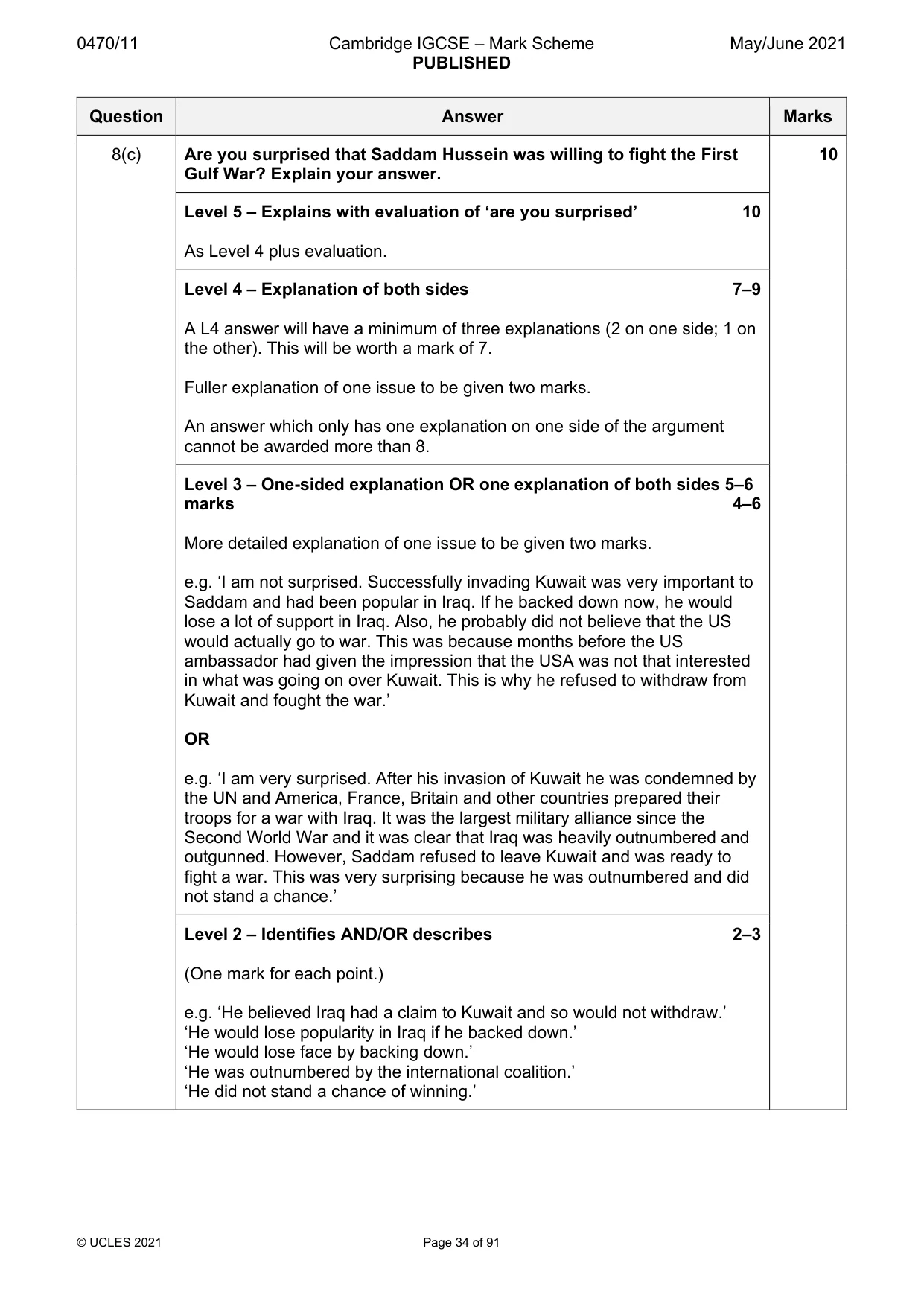 Mark scheme, page 34 of 91
