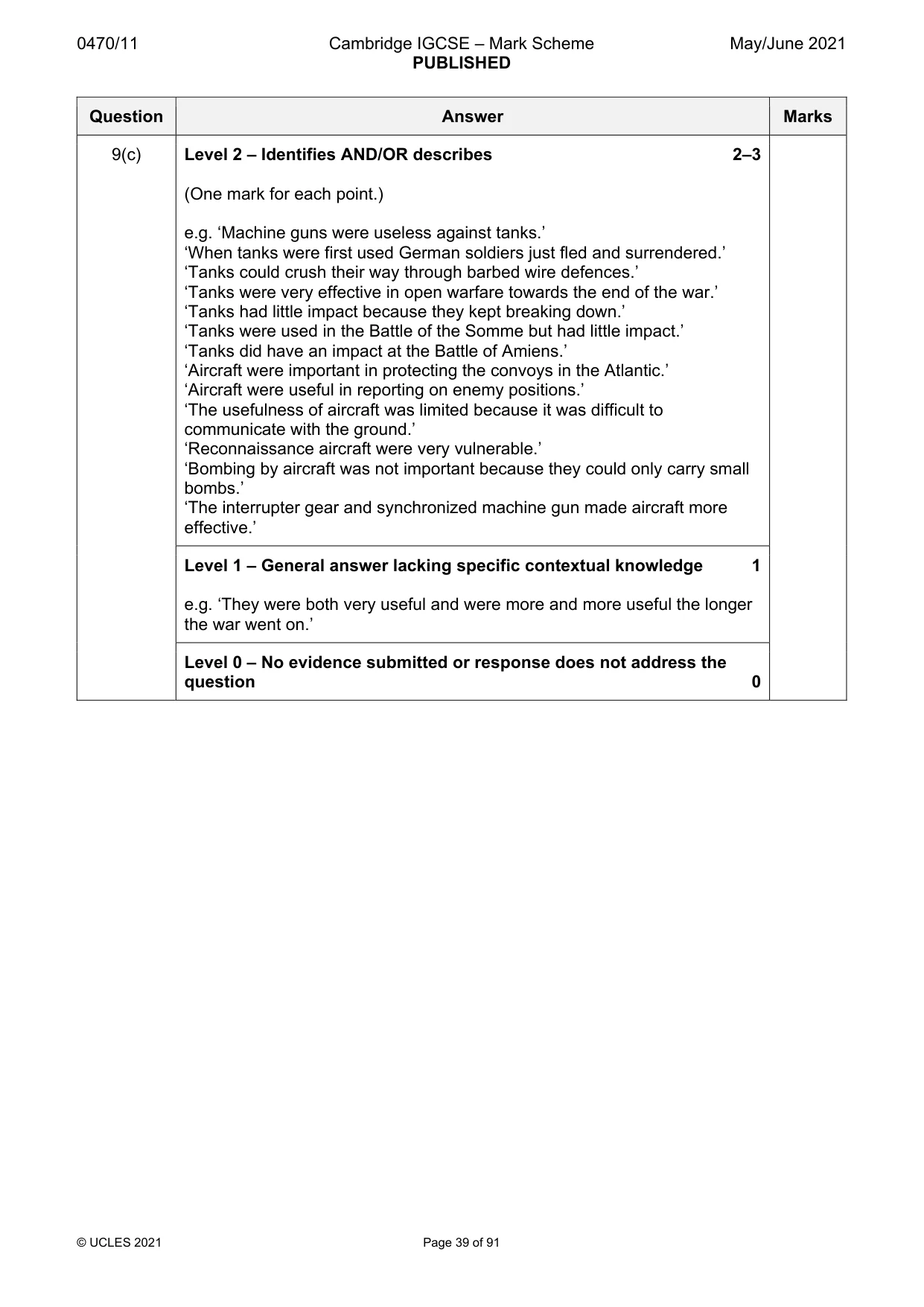 Mark scheme, page 39 of 91