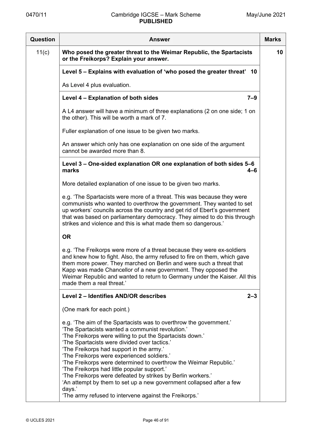 Mark scheme, page 46 of 91