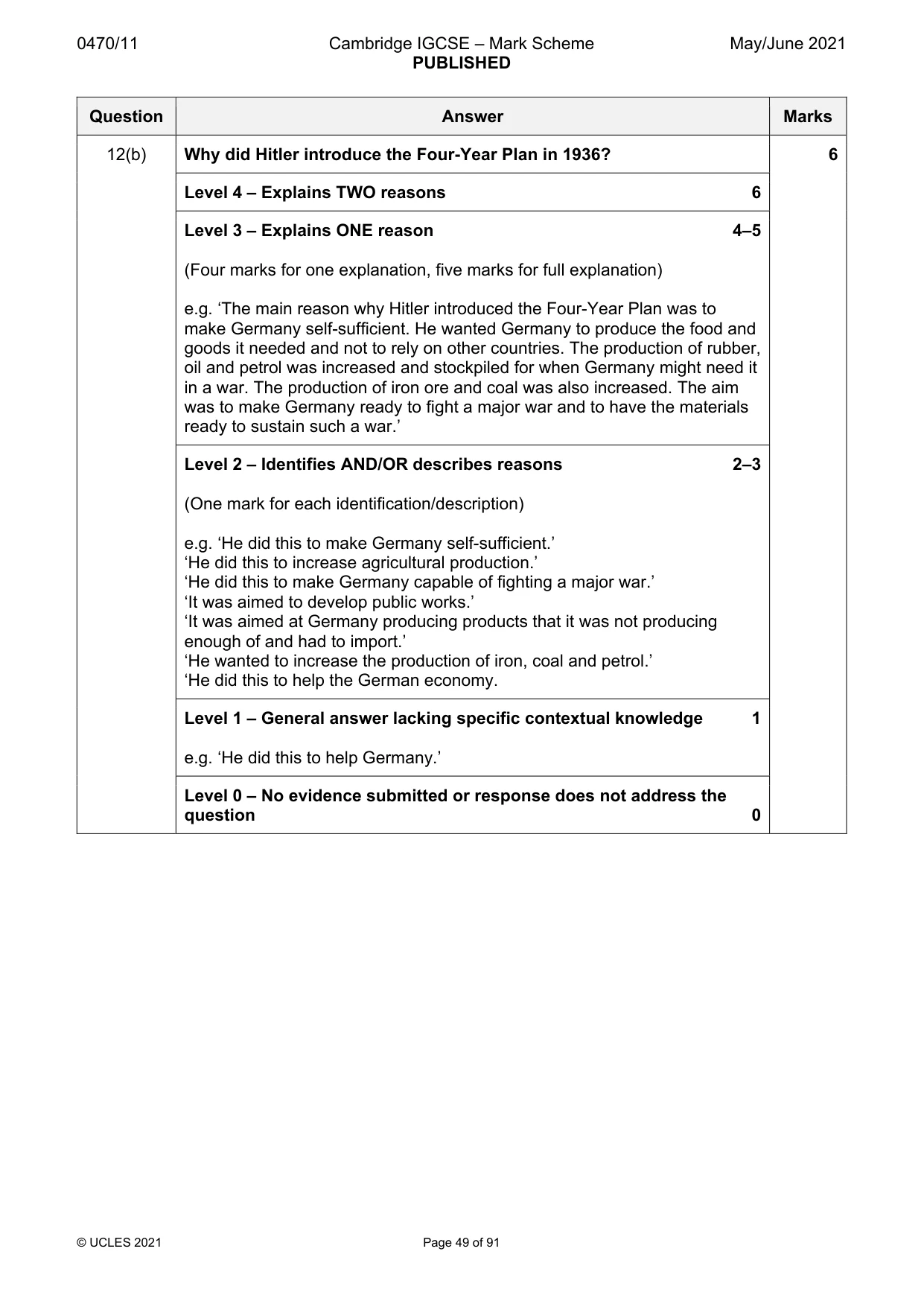 Mark scheme, page 49 of 91