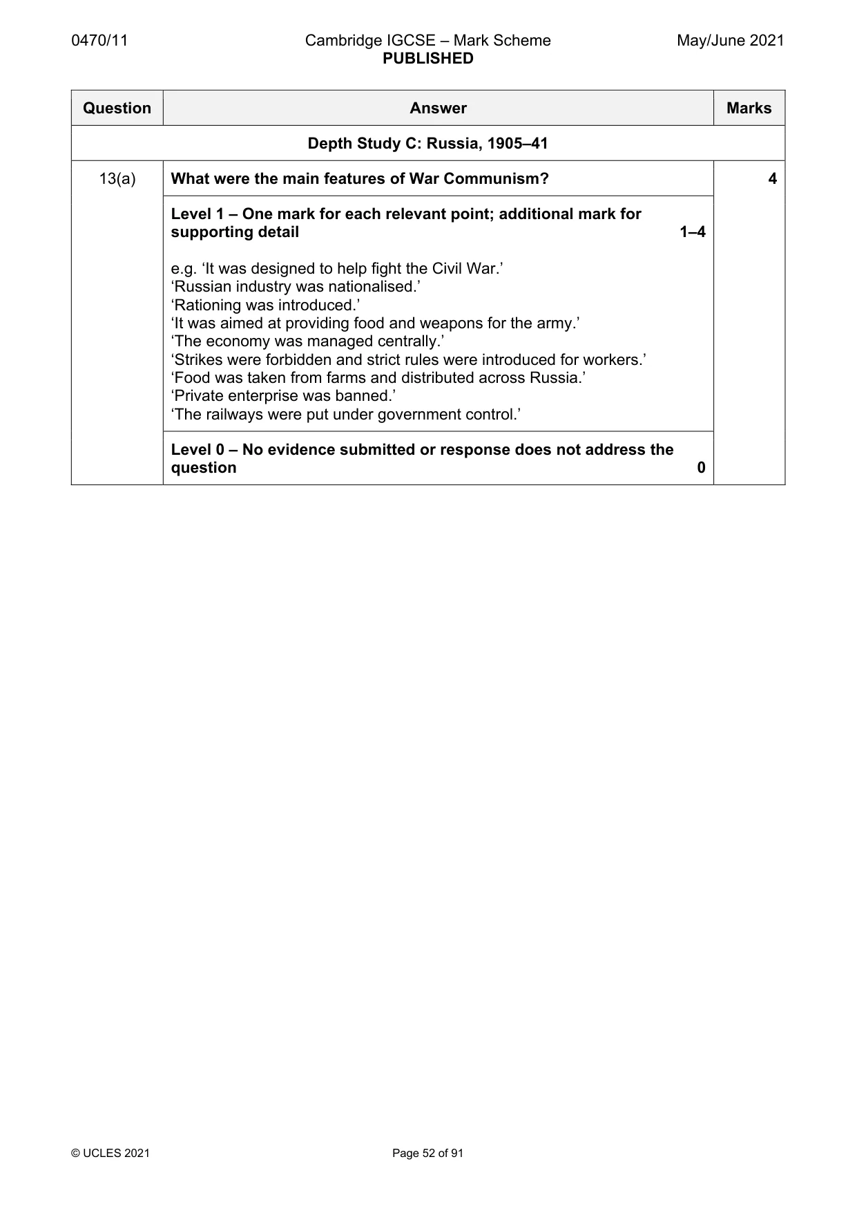 Mark scheme, page 52 of 91