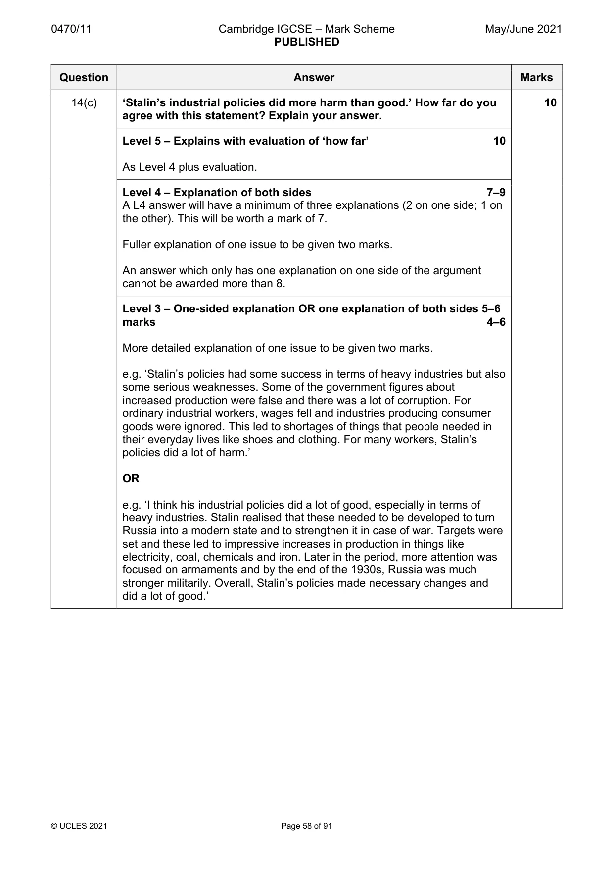 Mark scheme, page 58 of 91